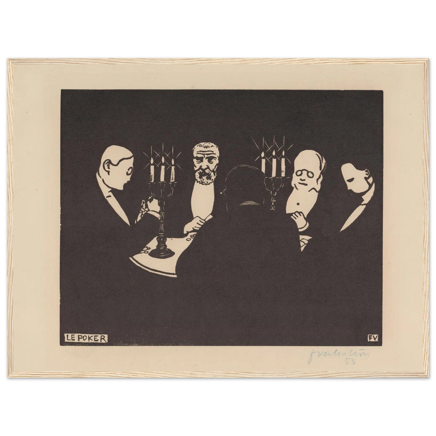 Le poker (1896) Art Print | Felix Vallotton - Framed Poster - 30x40 cm / 12x16″ - Black frame