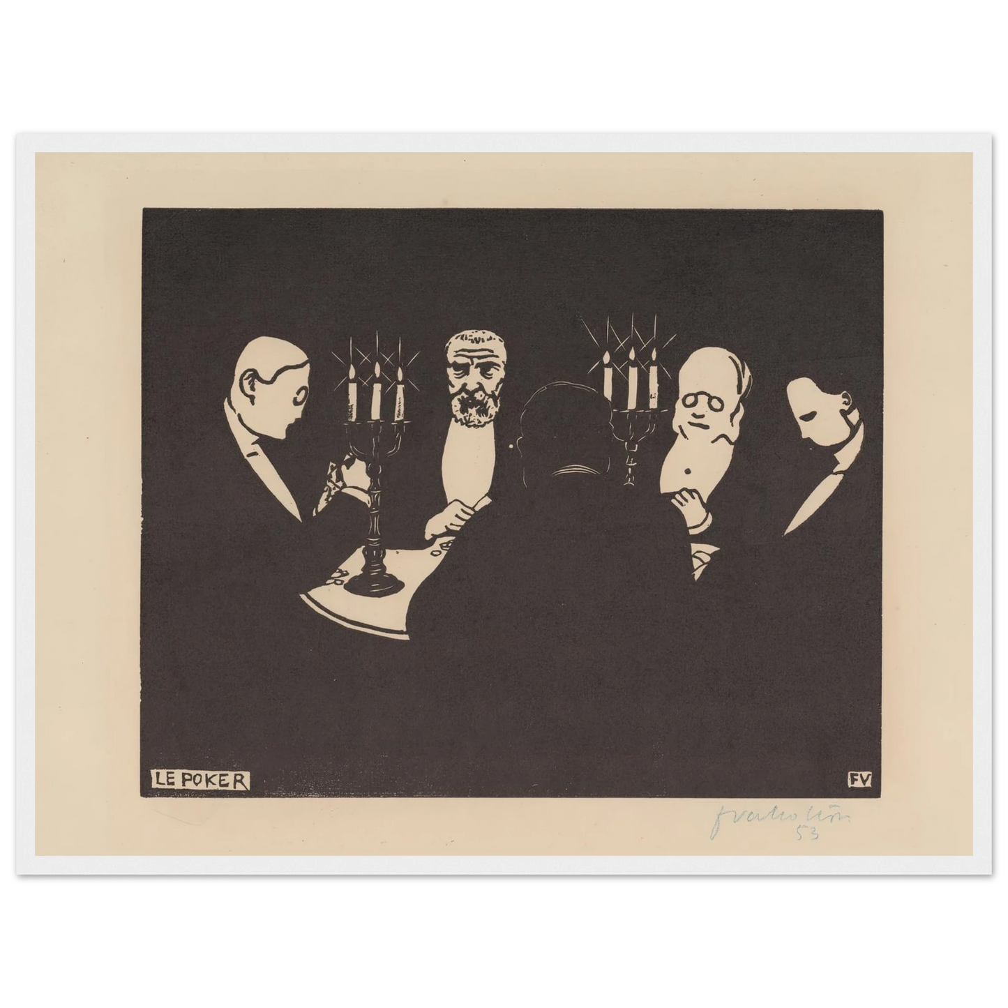 Le poker (1896) Art Print | Felix Vallotton - Framed Poster - 30x40 cm / 12x16″ - Black frame