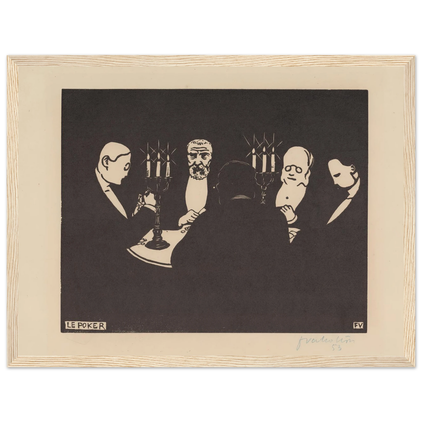 Le poker (1896) Art Print | Felix Vallotton - Framed Poster - 30x40 cm / 12x16″ - Black frame