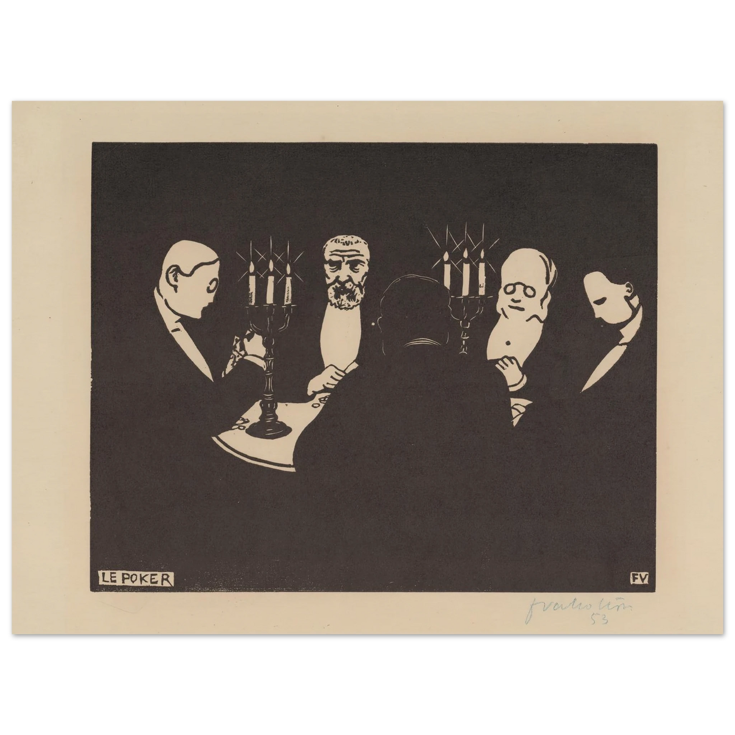 Le poker (1896) Art Print | Felix Vallotton - Framed Poster - 30x40 cm / 12x16″ - Black frame