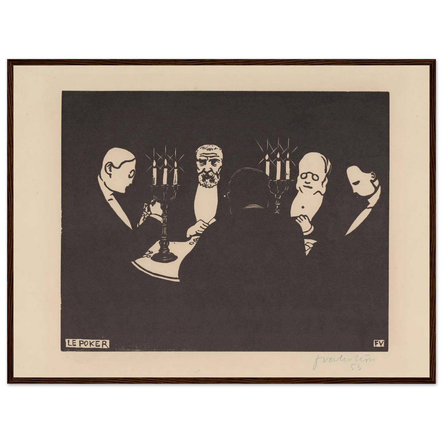 Le poker (1896) Art Print | Felix Vallotton - Framed Poster - 30x40 cm / 12x16″ - Black frame