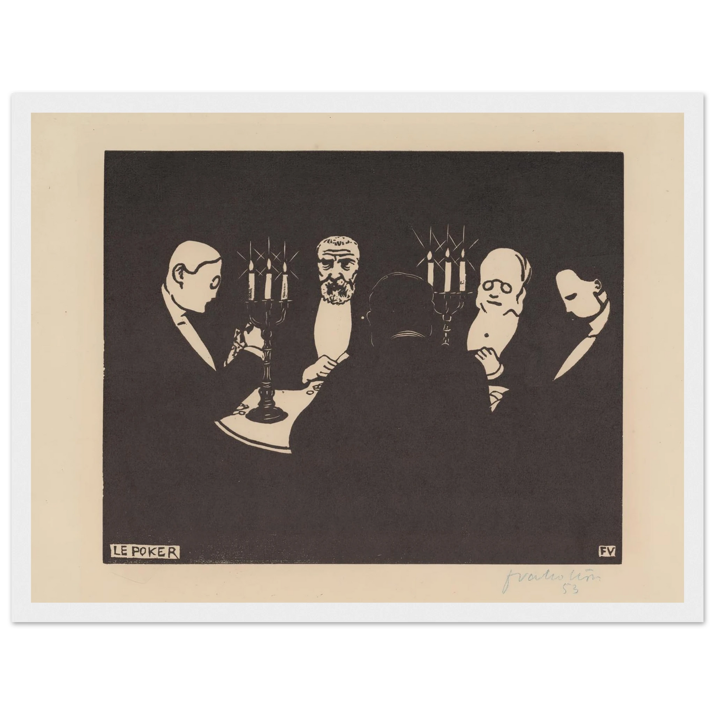 Le poker (1896) Art Print | Felix Vallotton - Framed Poster - 30x40 cm / 12x16″ - Black frame
