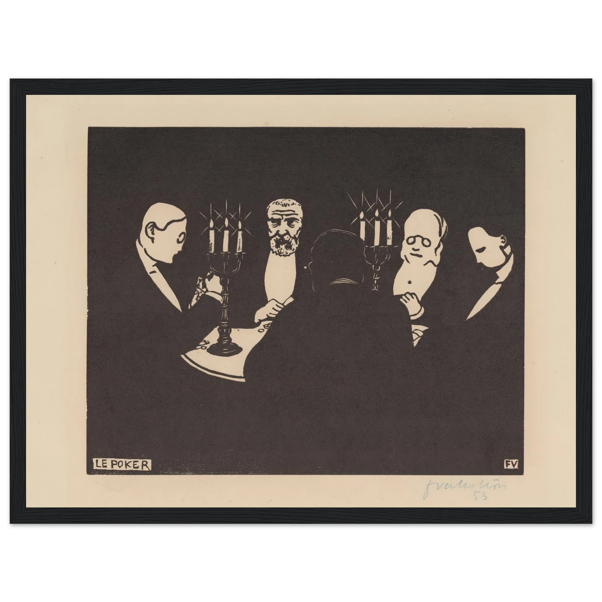 Le poker (1896) Art Print | Felix Vallotton - Framed Poster - 30x40 cm / 12x16″ - Black frame