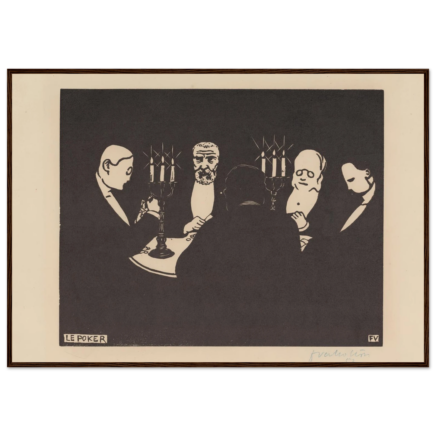 Le poker (1896) Art Print | Felix Vallotton - Framed Poster - 30x40 cm / 12x16″ - Black frame