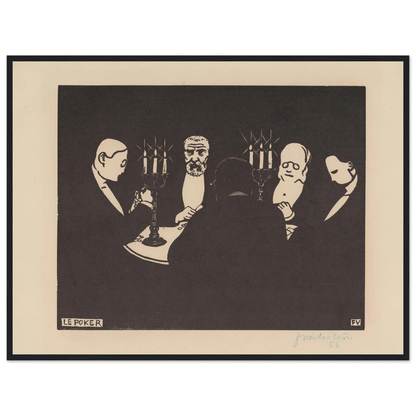 Le poker (1896) Art Print | Felix Vallotton - Framed Poster - 30x40 cm / 12x16″ - Black frame