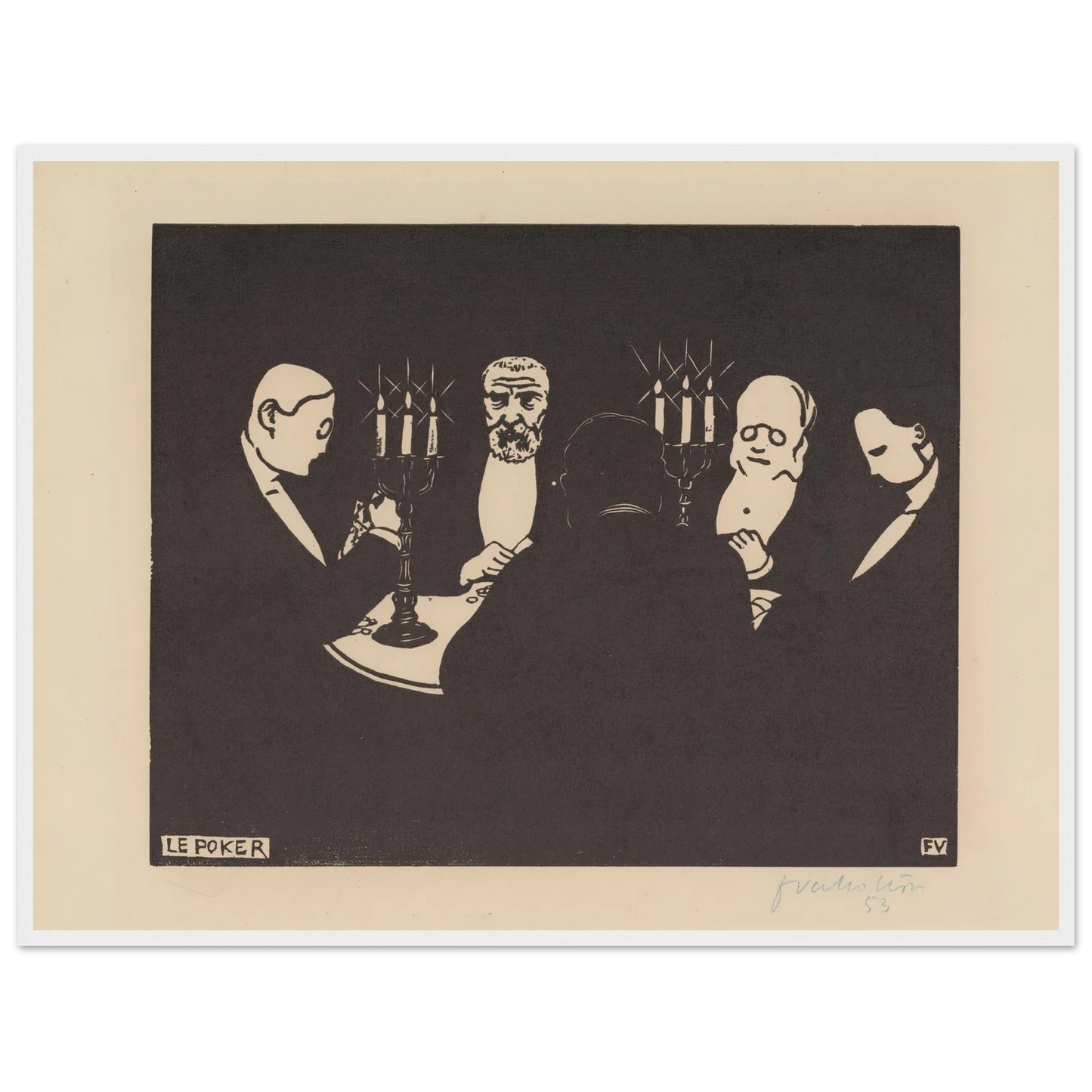 Le poker (1896) Art Print | Felix Vallotton - Framed Poster - 30x40 cm / 12x16″ - Black frame
