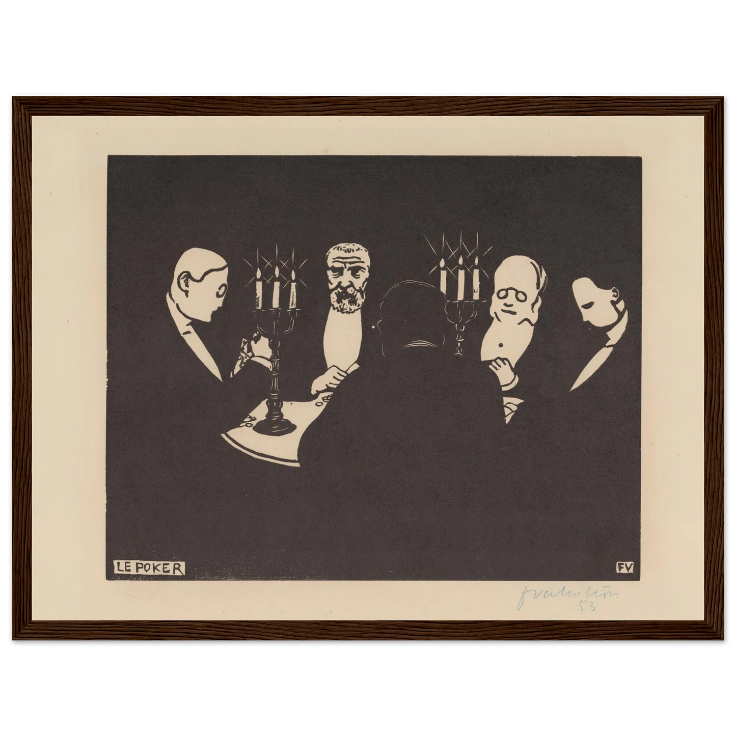 Le poker (1896) Art Print | Felix Vallotton - Framed Poster - 30x40 cm / 12x16″ - Black frame