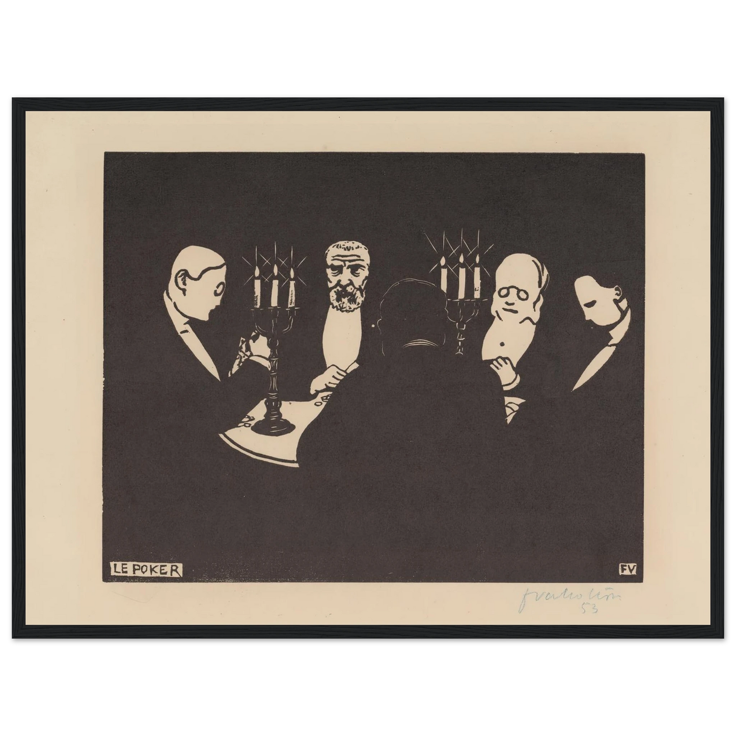Le poker (1896) Art Print | Felix Vallotton - Framed Poster - 30x40 cm / 12x16″ - Black frame