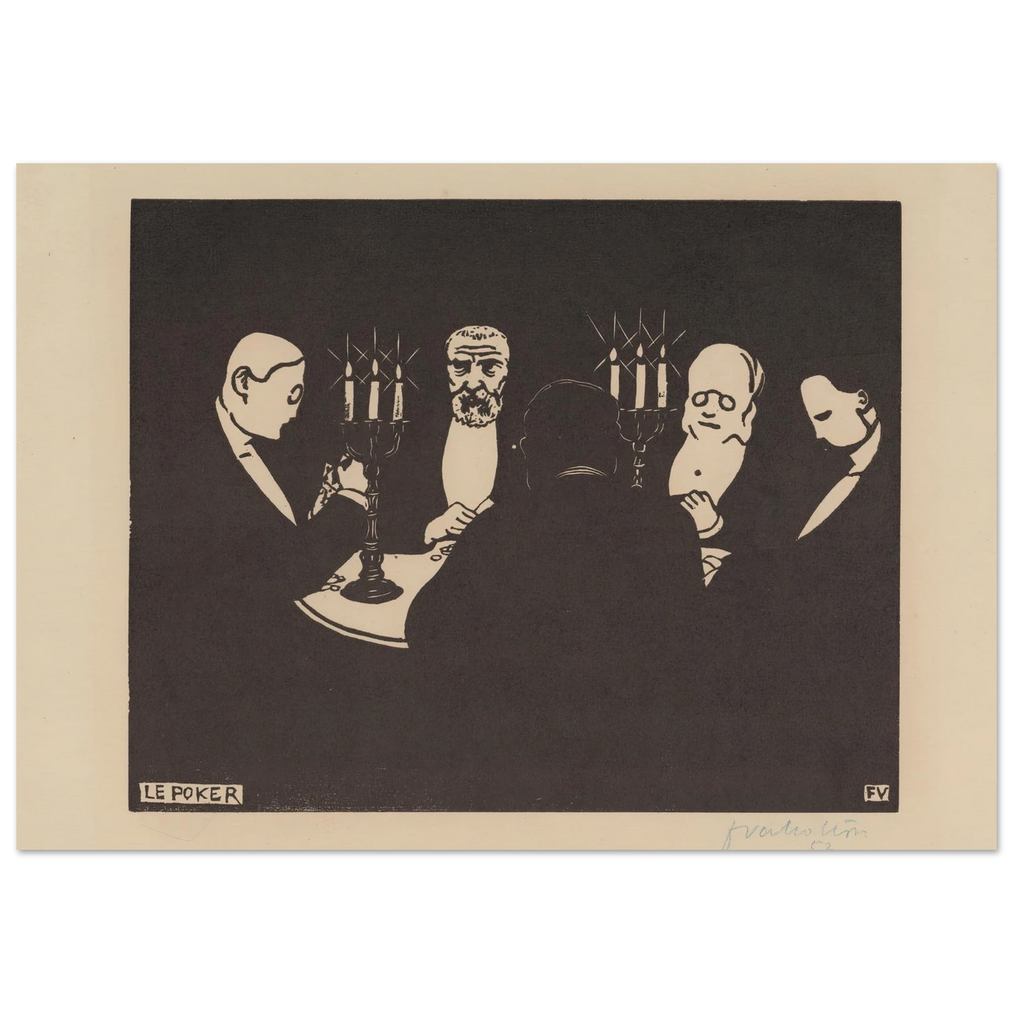 Le poker (1896) Art Print | Felix Vallotton - Framed Poster - 30x40 cm / 12x16″ - Black frame