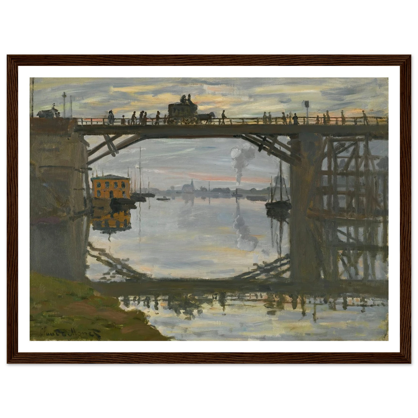 Le Pont De Bois (1872) Art Print | Claude Monet - Framed Poster - 30x40 cm / 12x16″ - Black frame