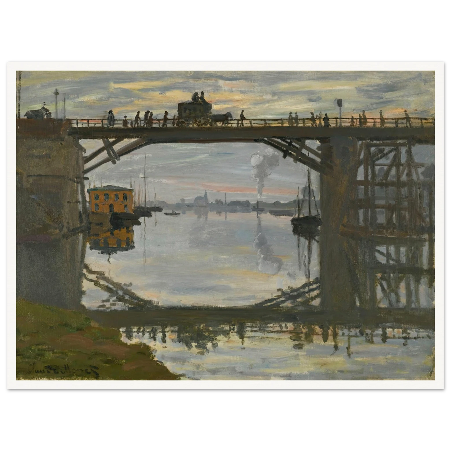 Le Pont De Bois (1872) Art Print | Claude Monet - Framed Poster - 30x40 cm / 12x16″ - Black frame