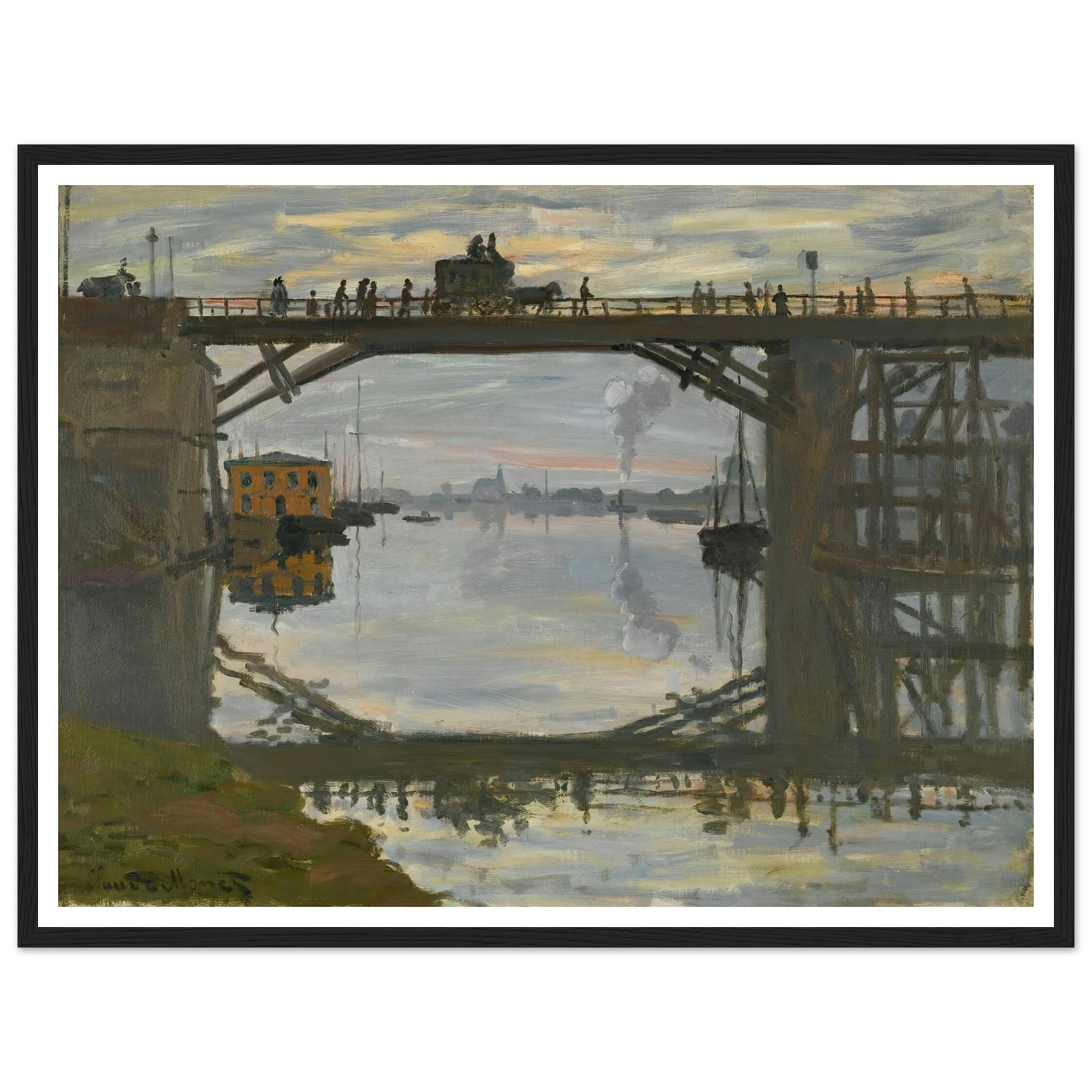 Le Pont De Bois (1872) Art Print | Claude Monet - Framed Poster - 30x40 cm / 12x16″ - Black frame