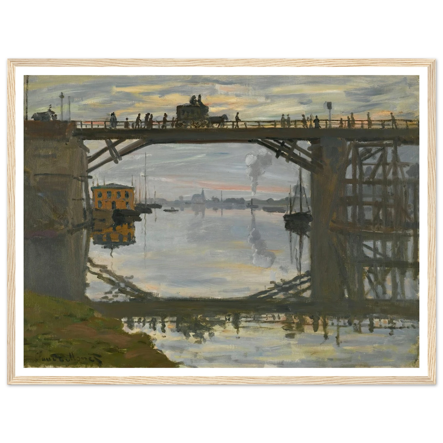 Le Pont De Bois (1872) Art Print | Claude Monet - Framed Poster - 30x40 cm / 12x16″ - Black frame