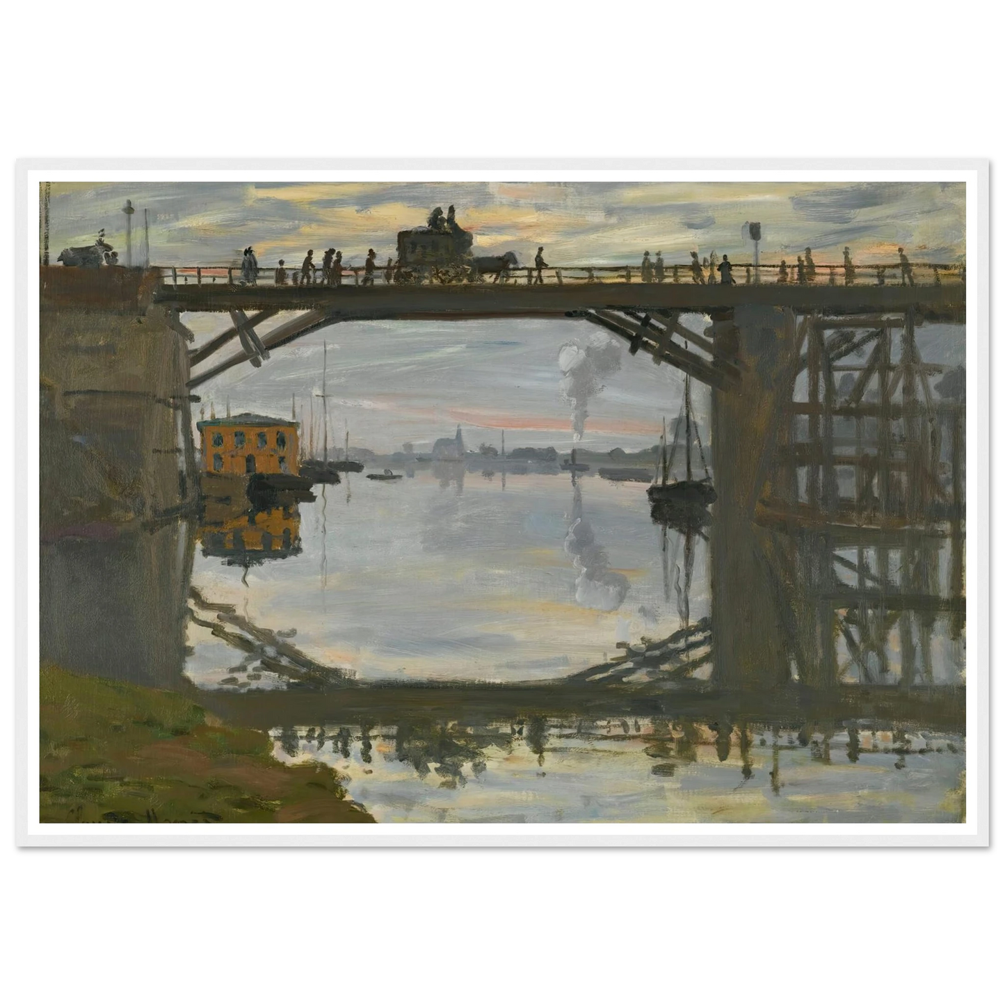 Le Pont De Bois (1872) Art Print | Claude Monet - Framed Poster - 30x40 cm / 12x16″ - Black frame