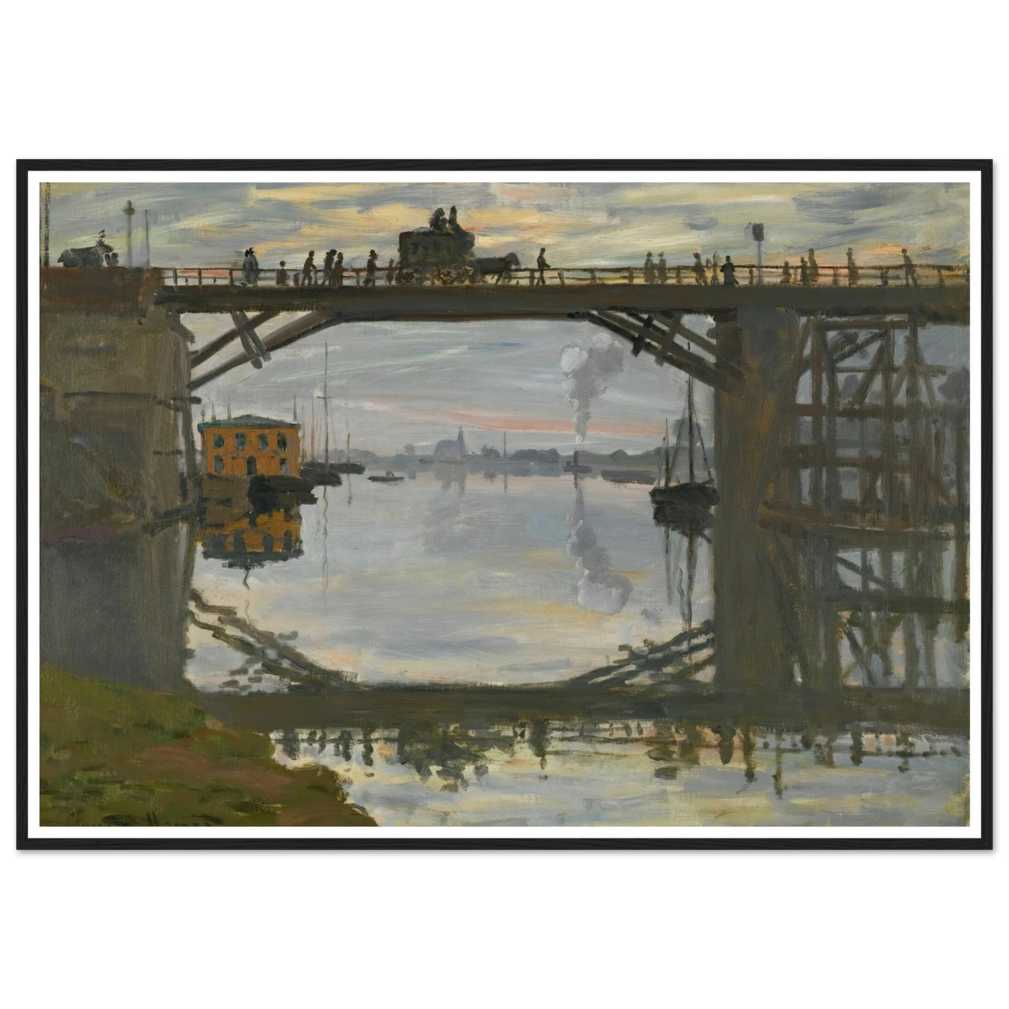 Le Pont De Bois (1872) Art Print | Claude Monet - Framed Poster - 30x40 cm / 12x16″ - Black frame