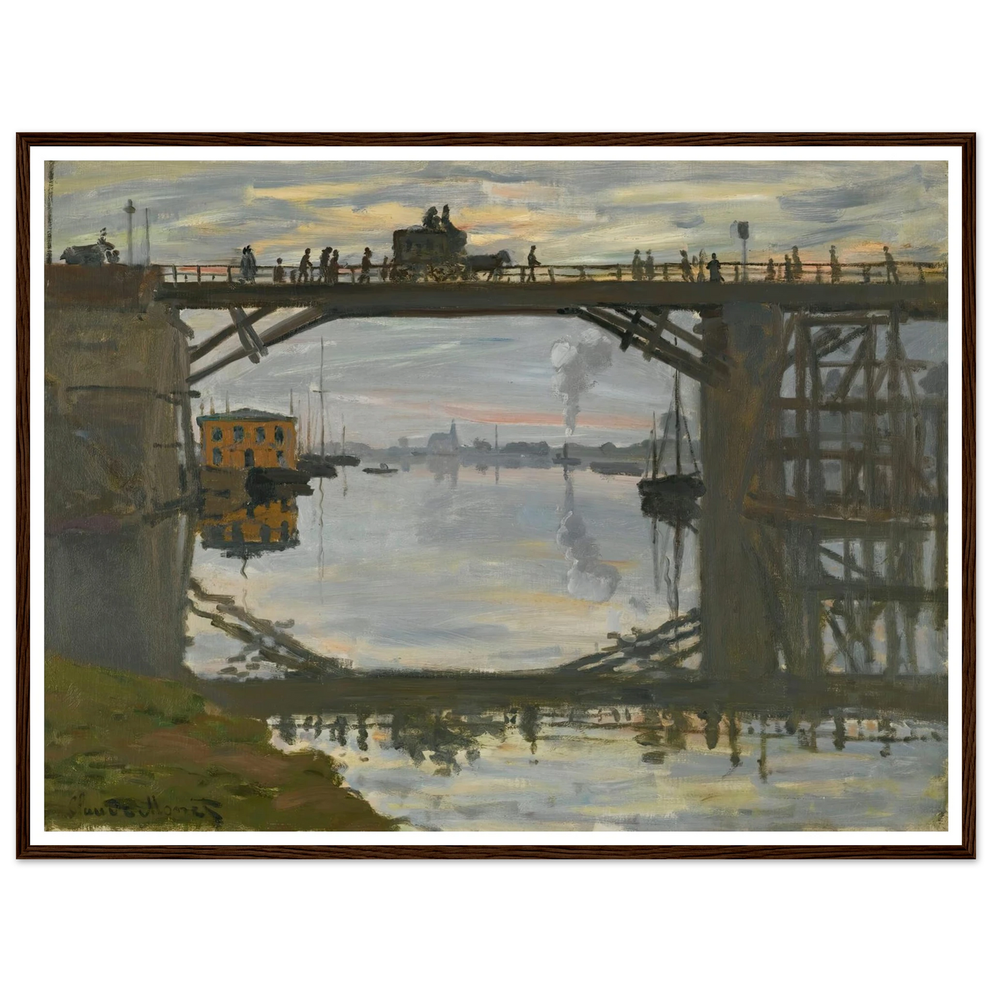 Le Pont De Bois (1872) Art Print | Claude Monet - Framed Poster - 30x40 cm / 12x16″ - Black frame