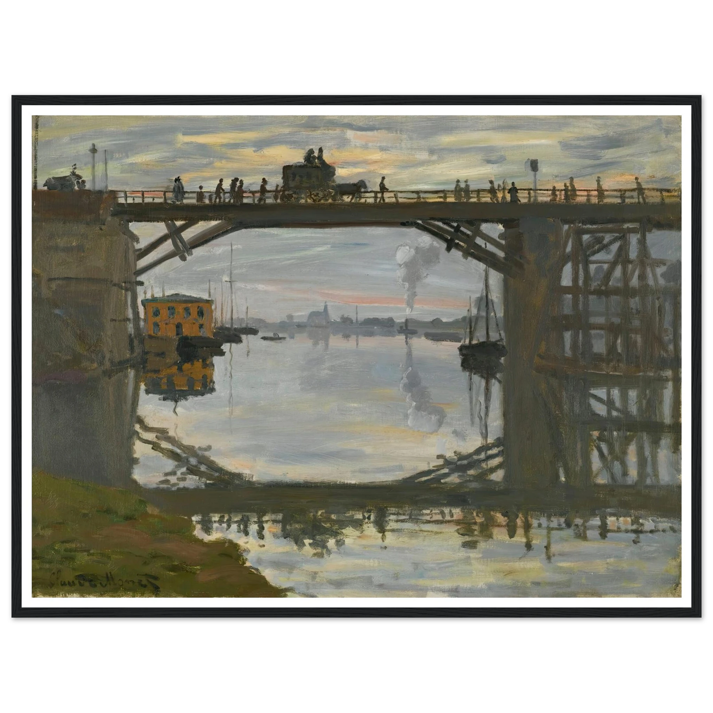 Le Pont De Bois (1872) Art Print | Claude Monet - Framed Poster - 30x40 cm / 12x16″ - Black frame