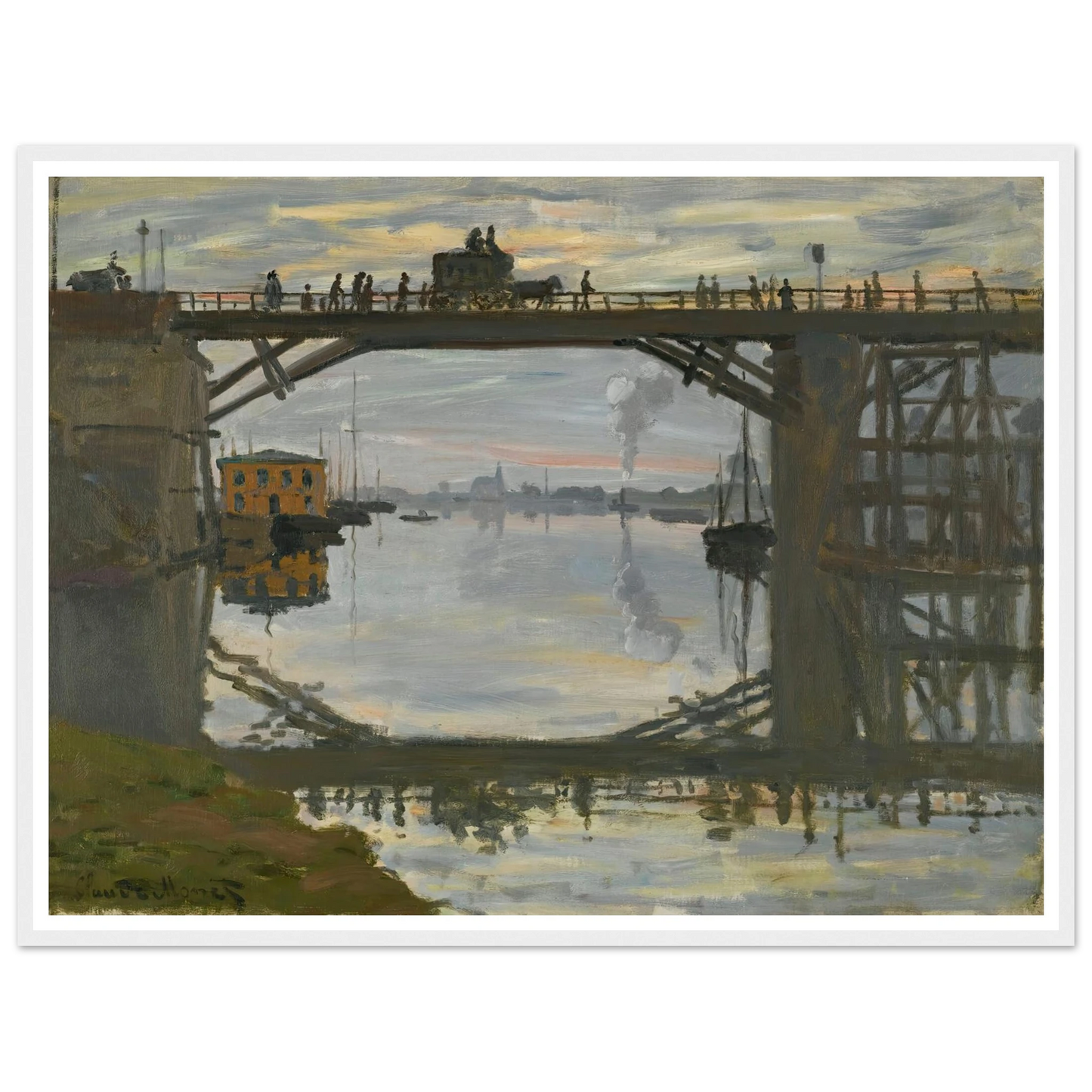 Le Pont De Bois (1872) Art Print | Claude Monet - Framed Poster - 30x40 cm / 12x16″ - Black frame