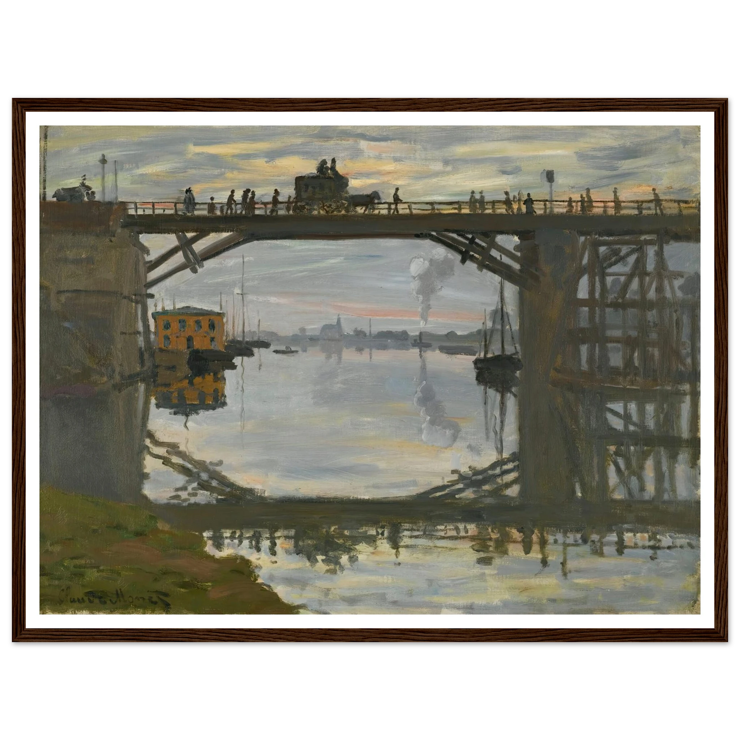 Le Pont De Bois (1872) Art Print | Claude Monet - Framed Poster - 30x40 cm / 12x16″ - Black frame