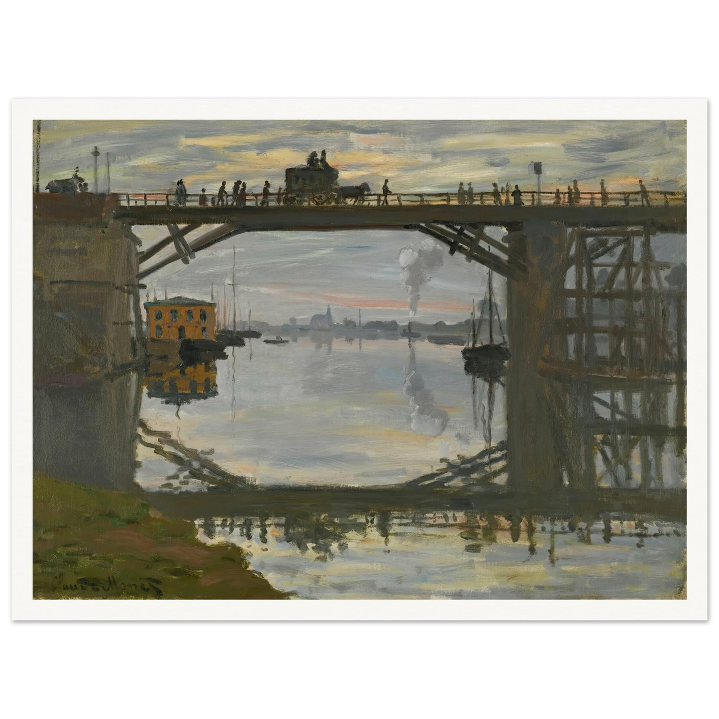 Le Pont De Bois (1872) Art Print | Claude Monet - Framed Poster - 30x40 cm / 12x16″ - Black frame