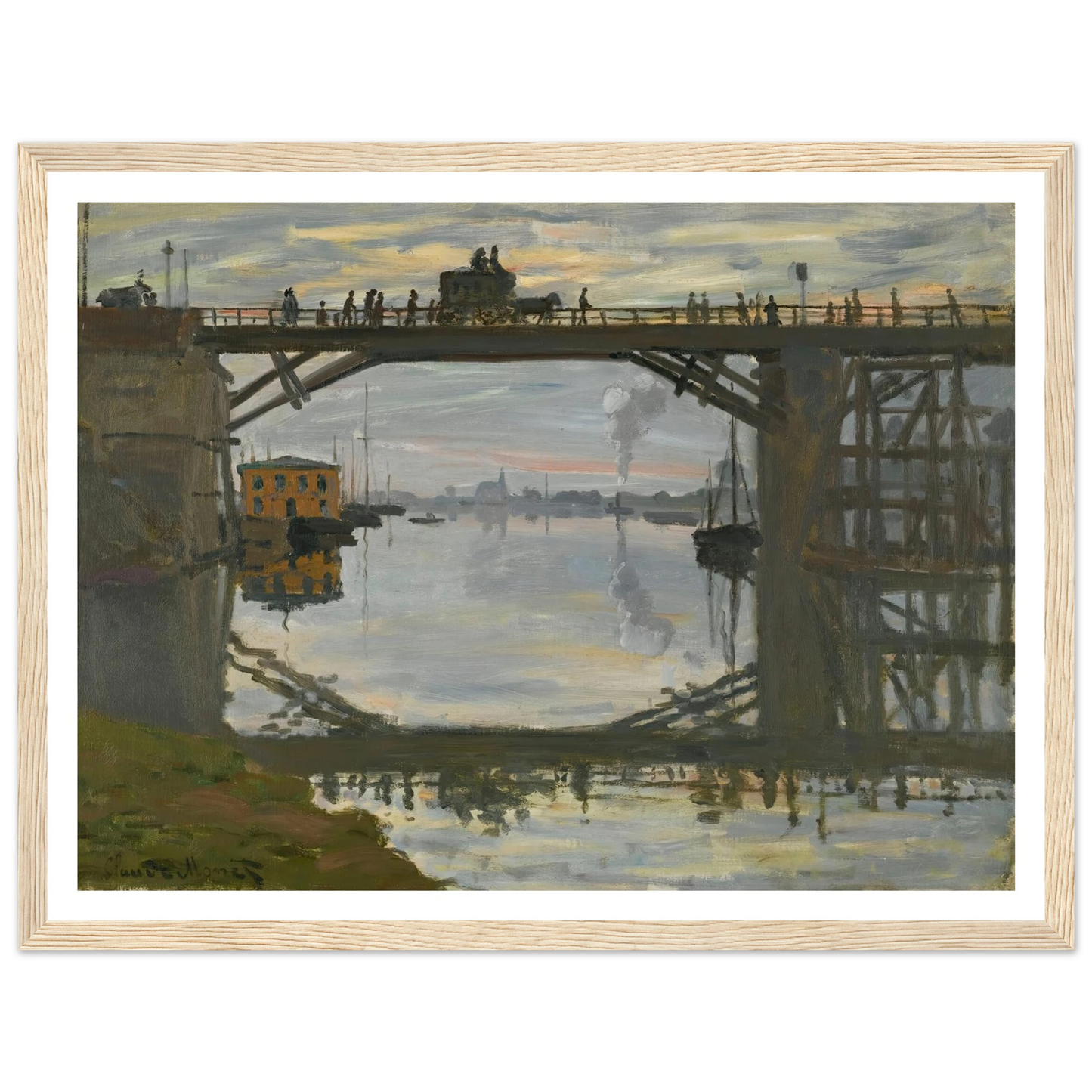 Le Pont De Bois (1872) Art Print | Claude Monet - Framed Poster - 30x40 cm / 12x16″ - Black frame