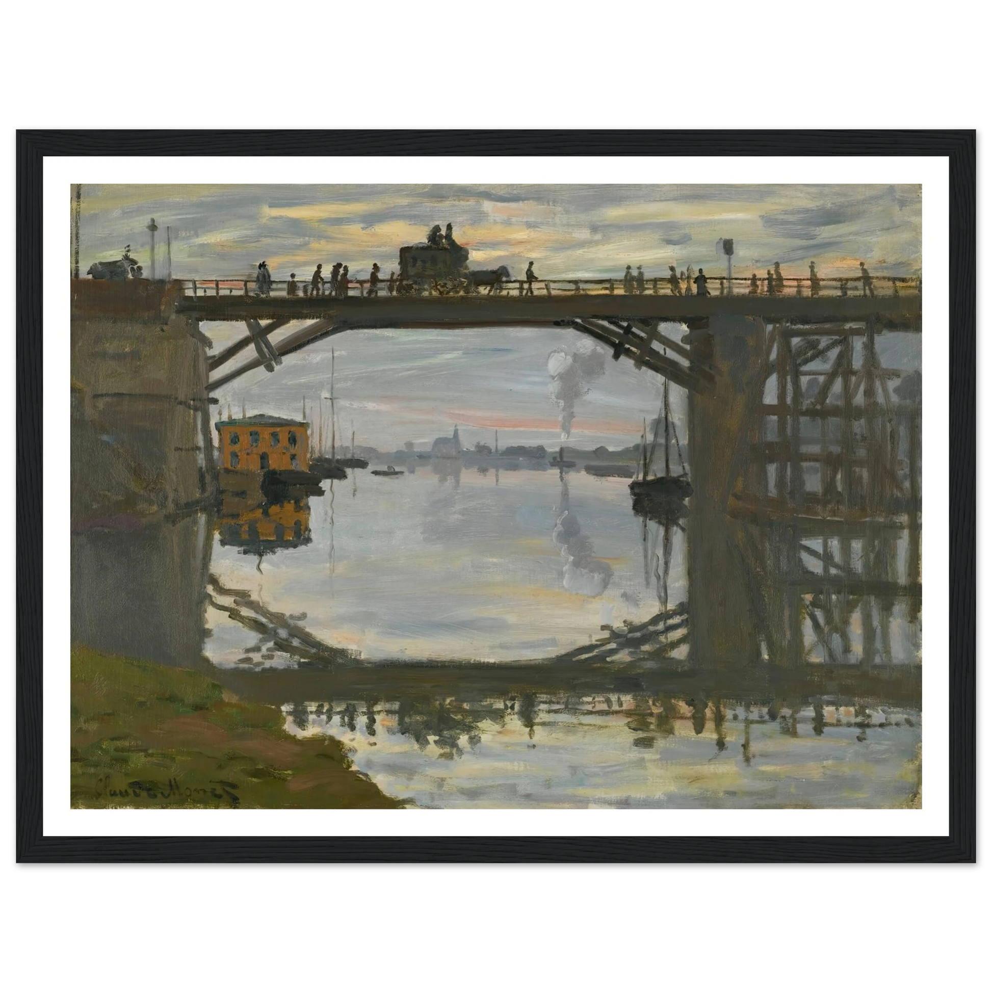 Le Pont De Bois (1872) Art Print | Claude Monet - Framed Poster - 30x40 cm / 12x16″ - Black frame