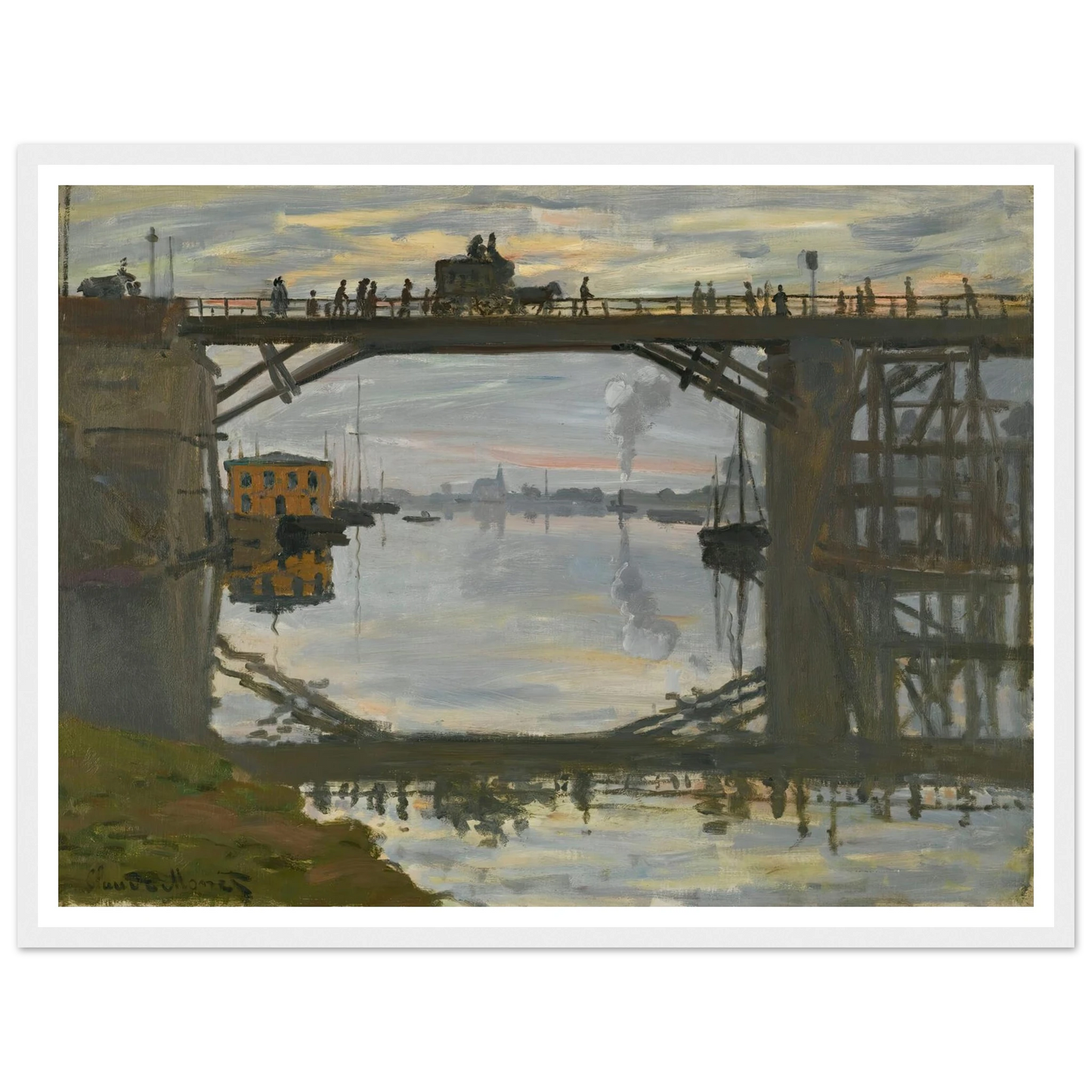 Le Pont De Bois (1872) Art Print | Claude Monet - Framed Poster - 30x40 cm / 12x16″ - Black frame