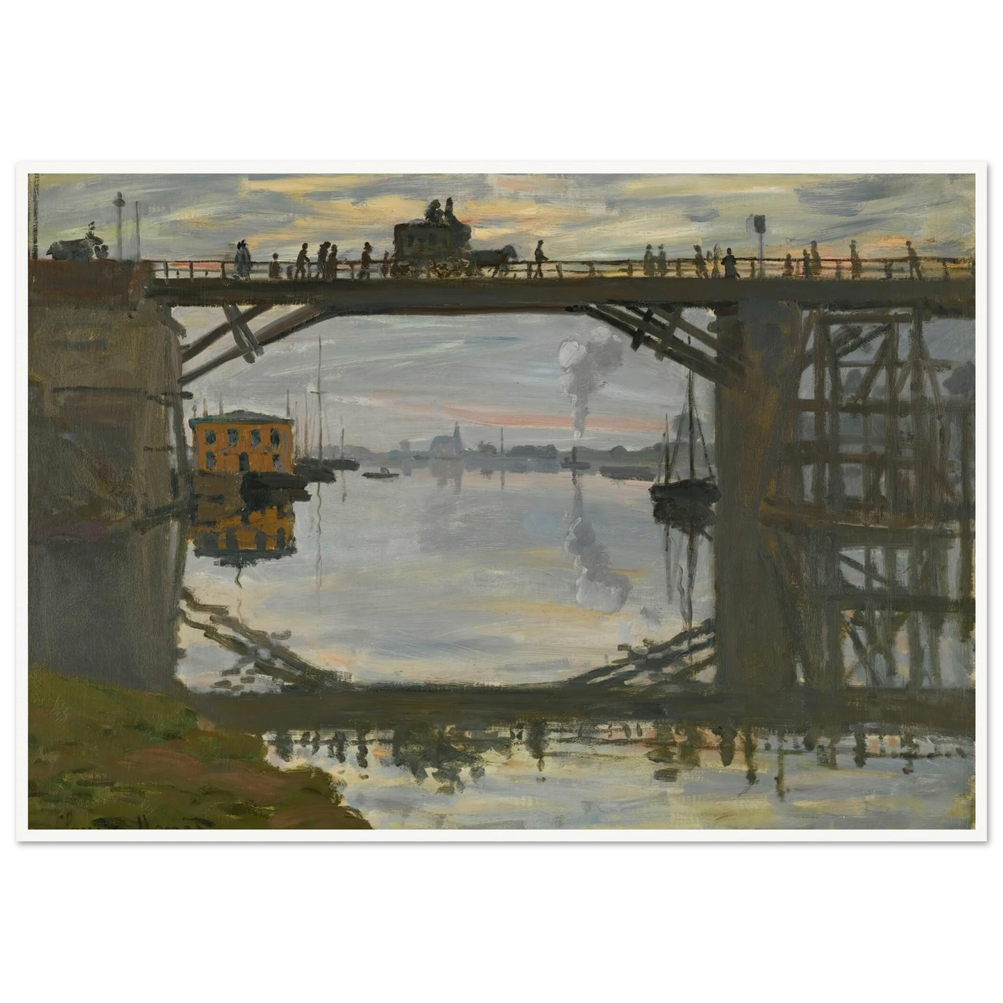 Le Pont De Bois (1872) Art Print | Claude Monet - Framed Poster - 30x40 cm / 12x16″ - Black frame