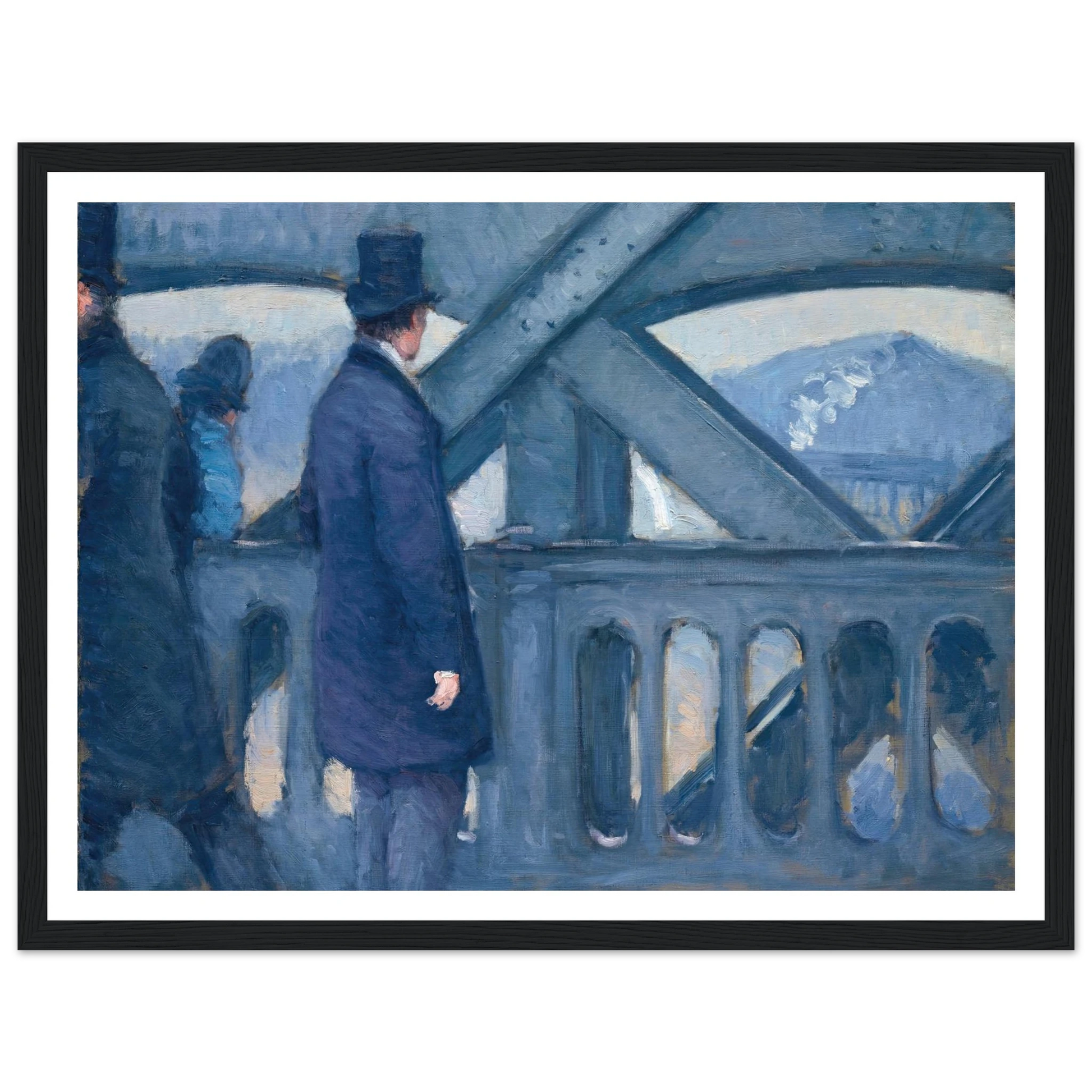 Le Pont de l’Europe (1876) Art Print | Gustave Caillebotte - Framed Poster - 30x40 cm / 12x16″ - Black frame
