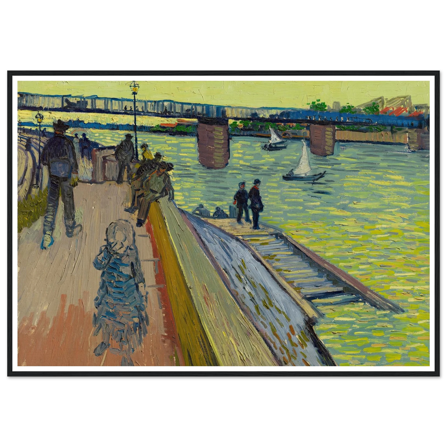 Le pont de Trinquetaille (1888) Art Print | Vincent van Gogh - Framed Poster - 30x40 cm / 12x16″ - Black frame