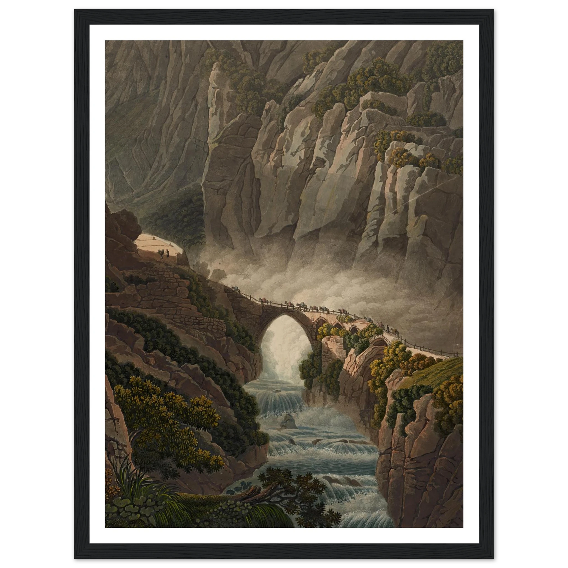 Le Pont du Diable au St. Gotthard Art Print | Peter Birmann - Framed Poster - 30x40 cm / 12x16″ - Black frame