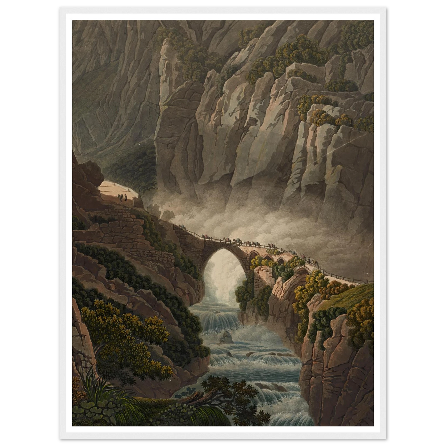 Le Pont du Diable au St. Gotthard Art Print | Peter Birmann - Framed Poster - 30x40 cm / 12x16″ - Black frame