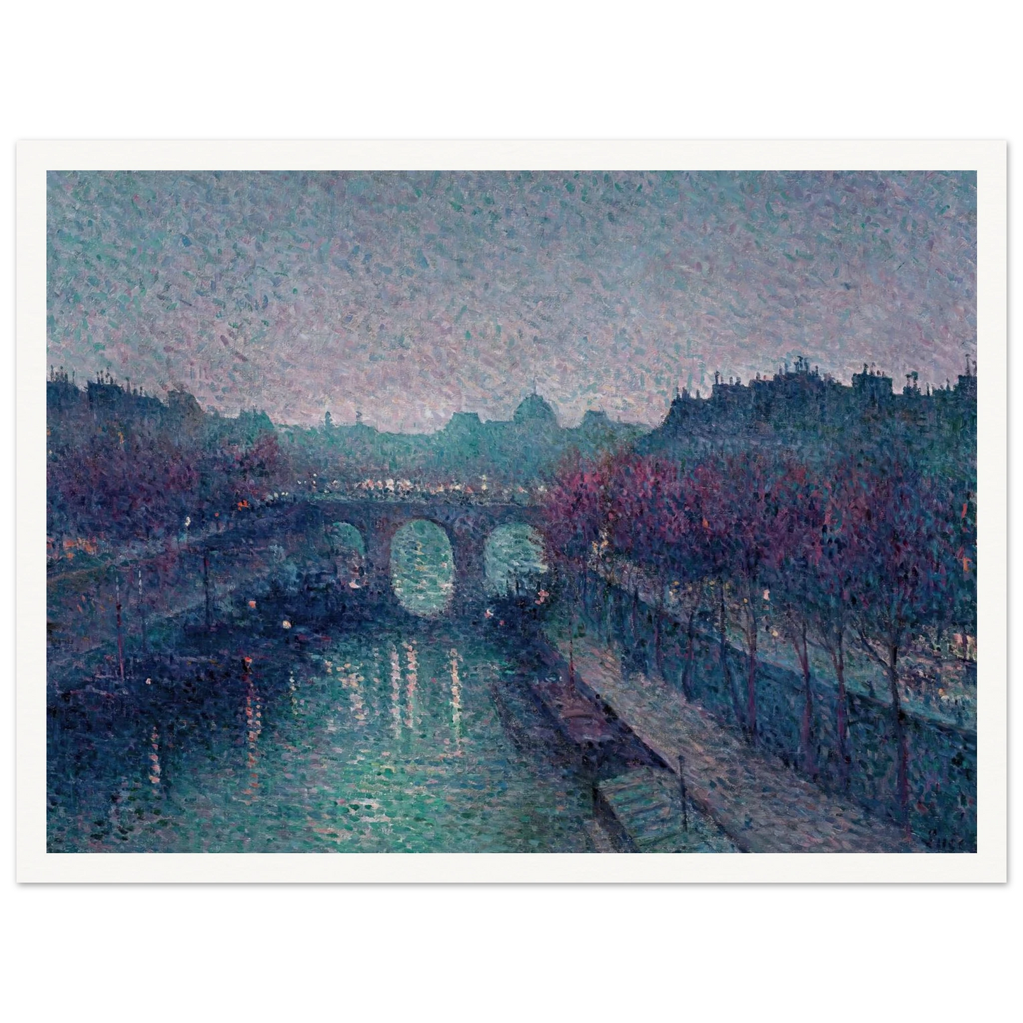 Le Pont-Neuf, La Seine, Petit Bras (1900) Art Print | Maximilien Luce - Framed Poster - 30x40 cm / 12x16″ - Black frame