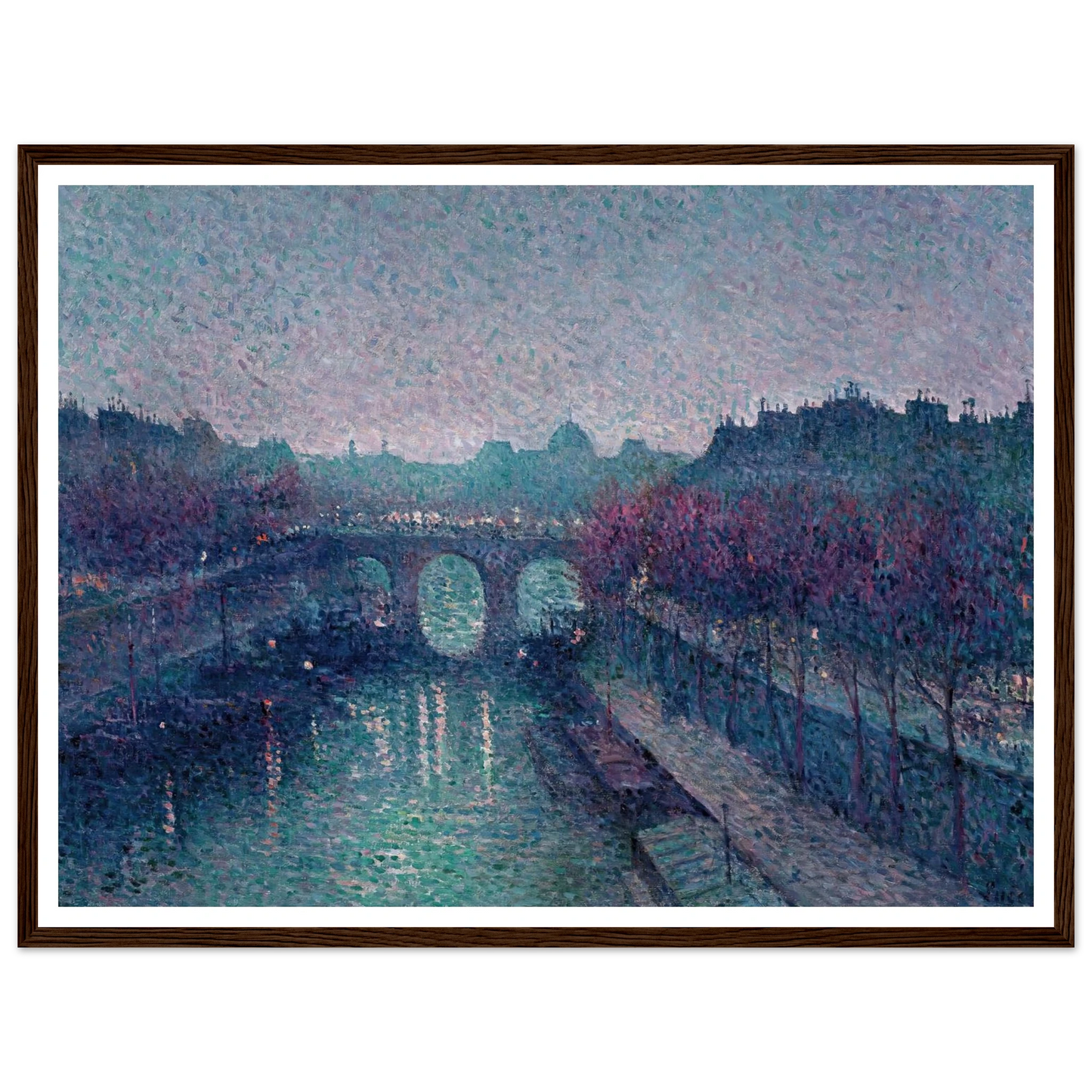 Le Pont-Neuf, La Seine, Petit Bras (1900) Art Print | Maximilien Luce - Framed Poster - 30x40 cm / 12x16″ - Black frame