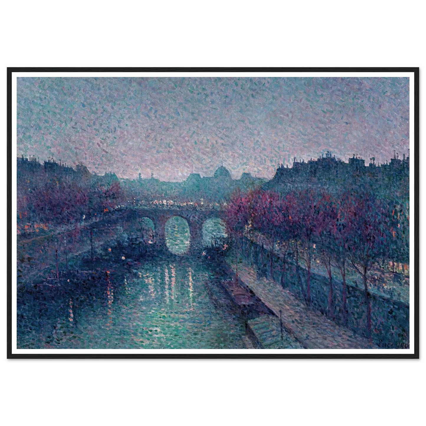 Le Pont-Neuf, La Seine, Petit Bras (1900) Art Print | Maximilien Luce - Framed Poster - 30x40 cm / 12x16″ - Black frame
