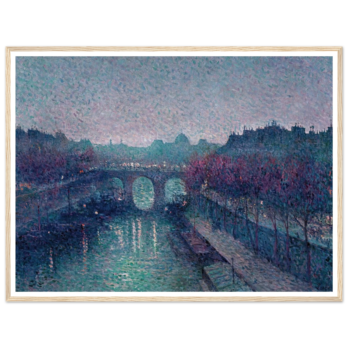 Le Pont-Neuf, La Seine, Petit Bras (1900) Art Print | Maximilien Luce - Framed Poster - 30x40 cm / 12x16″ - Black frame