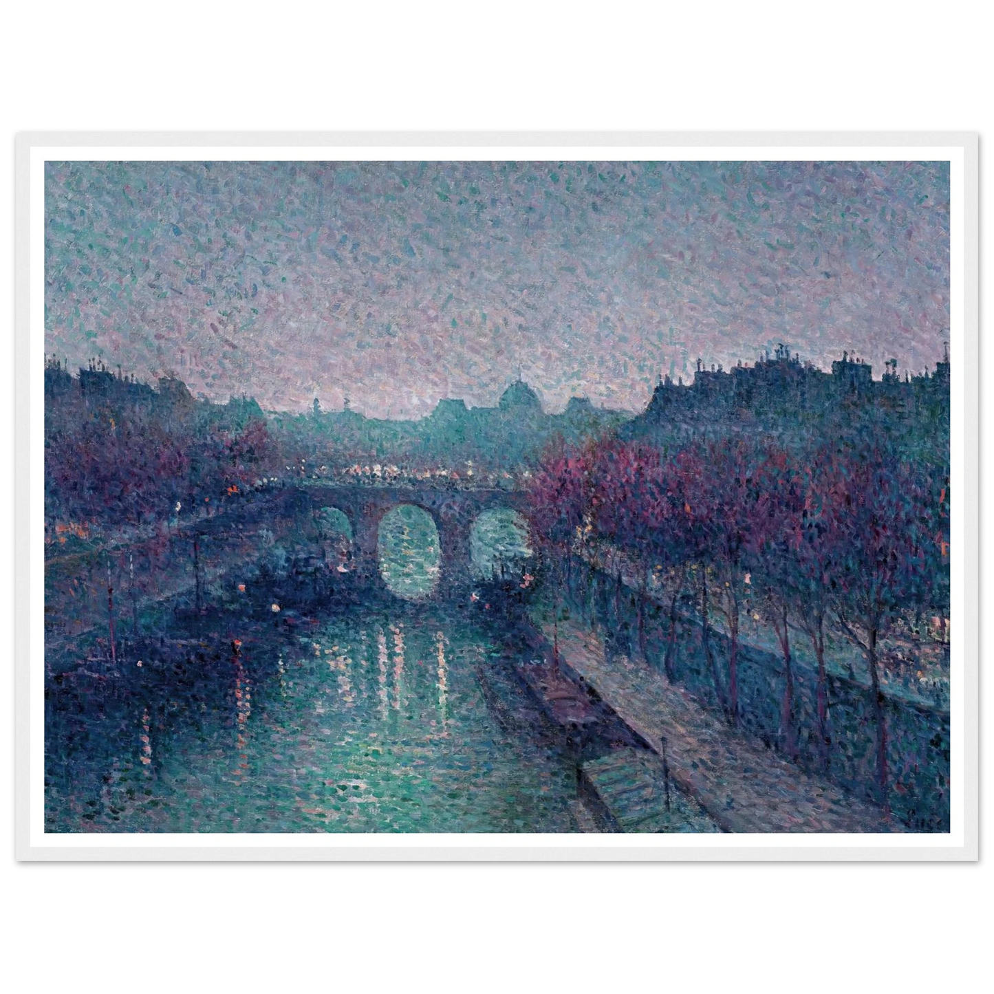 Le Pont-Neuf, La Seine, Petit Bras (1900) Art Print | Maximilien Luce - Framed Poster - 30x40 cm / 12x16″ - Black frame