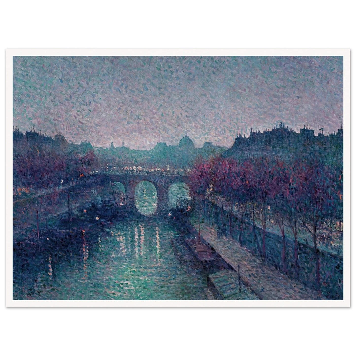 Le Pont-Neuf, La Seine, Petit Bras (1900) Art Print | Maximilien Luce - Framed Poster - 30x40 cm / 12x16″ - Black frame