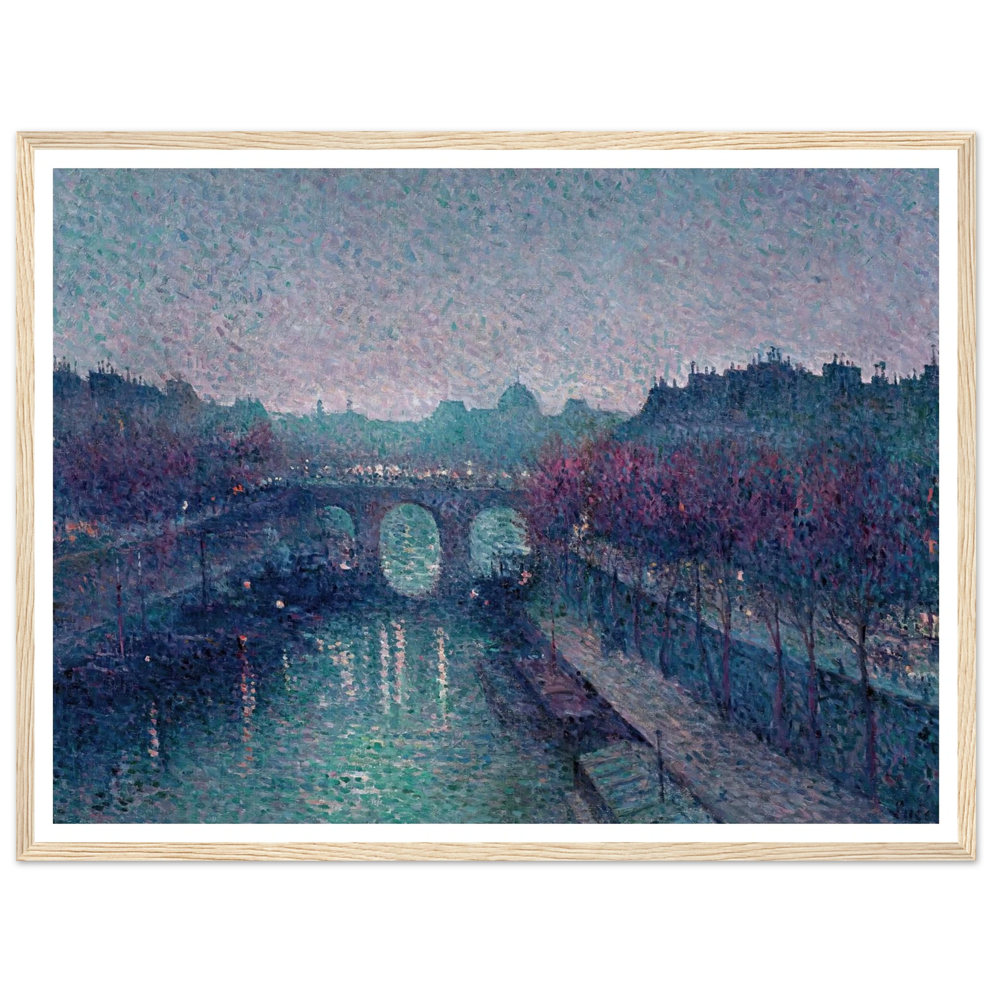 Le Pont-Neuf, La Seine, Petit Bras (1900) Art Print | Maximilien Luce - Framed Poster - 30x40 cm / 12x16″ - Black frame