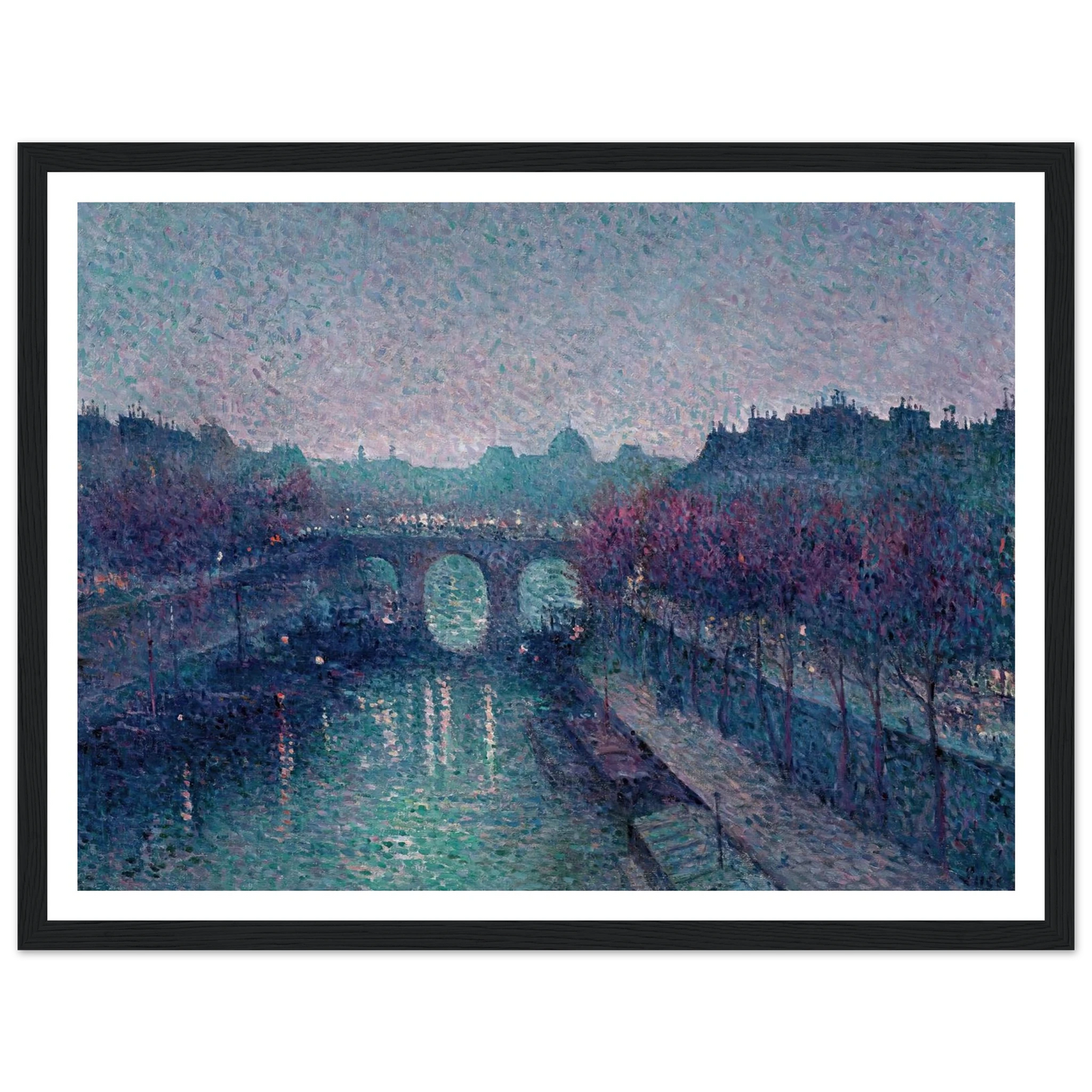 Le Pont-Neuf, La Seine, Petit Bras (1900) Art Print | Maximilien Luce - Framed Poster - 30x40 cm / 12x16″ - Black frame