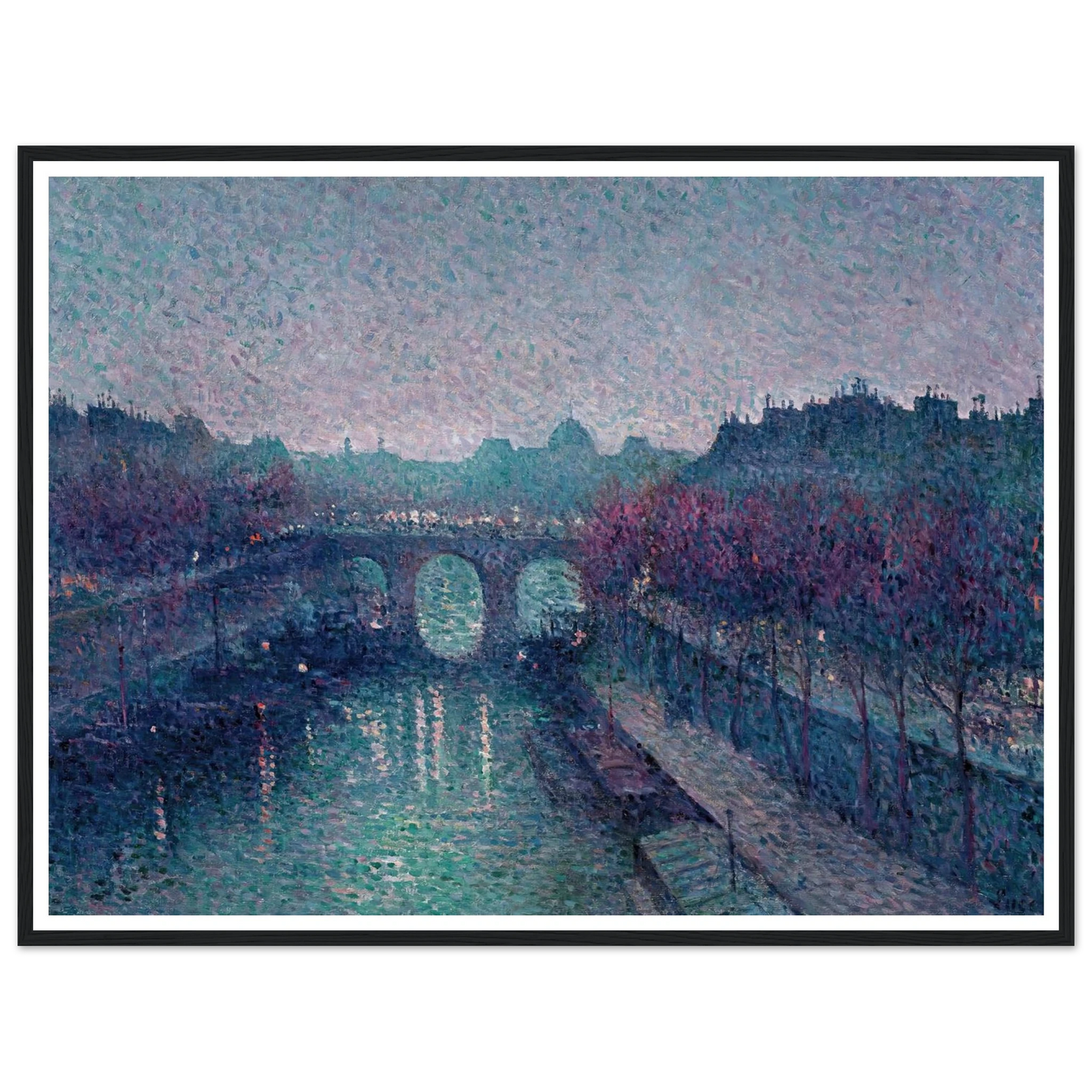 Le Pont-Neuf, La Seine, Petit Bras (1900) Art Print | Maximilien Luce - Framed Poster - 30x40 cm / 12x16″ - Black frame