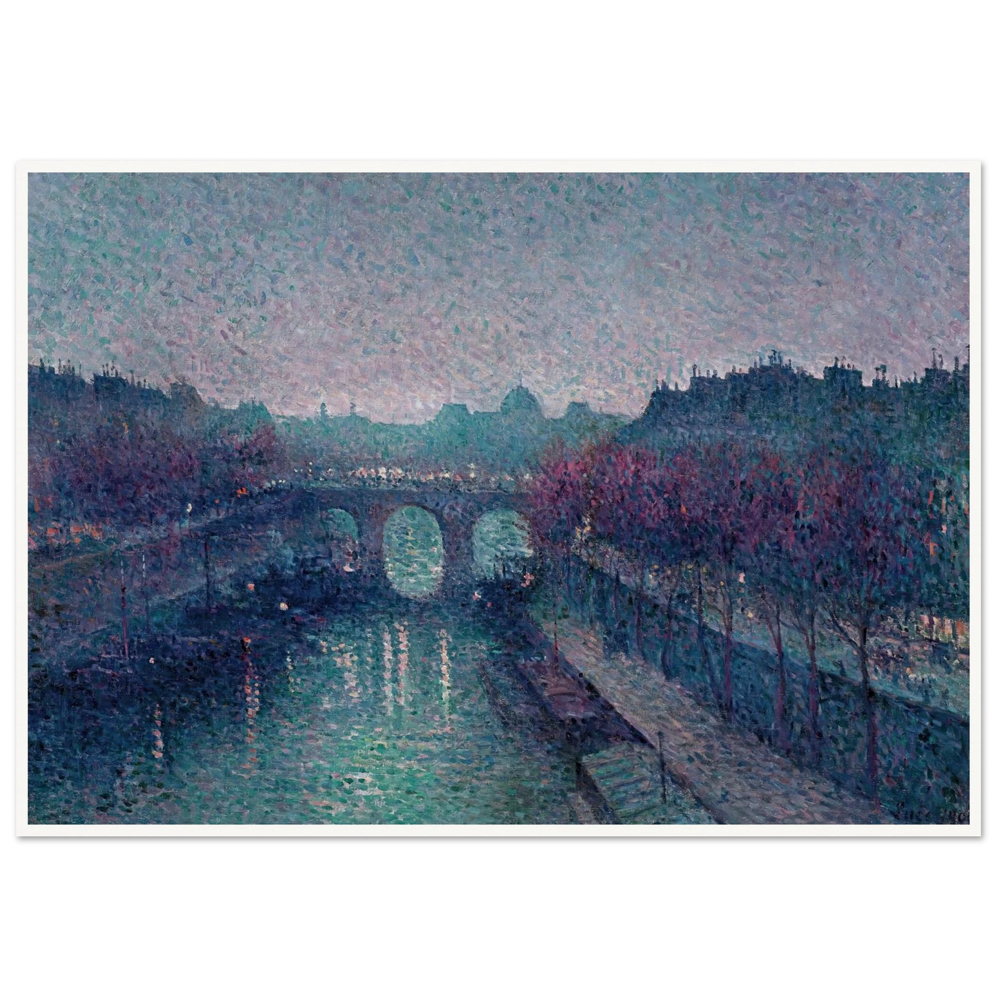 Le Pont-Neuf, La Seine, Petit Bras (1900) Art Print | Maximilien Luce - Framed Poster - 30x40 cm / 12x16″ - Black frame