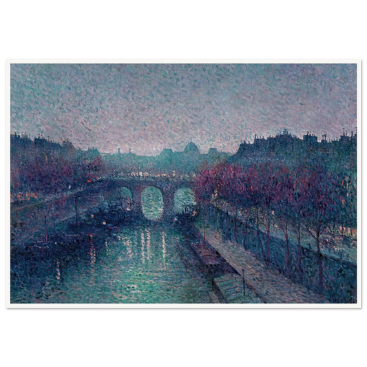 Le Pont-Neuf, La Seine, Petit Bras (1900) Art Print | Maximilien Luce - Framed Poster - 30x40 cm / 12x16″ - Black frame