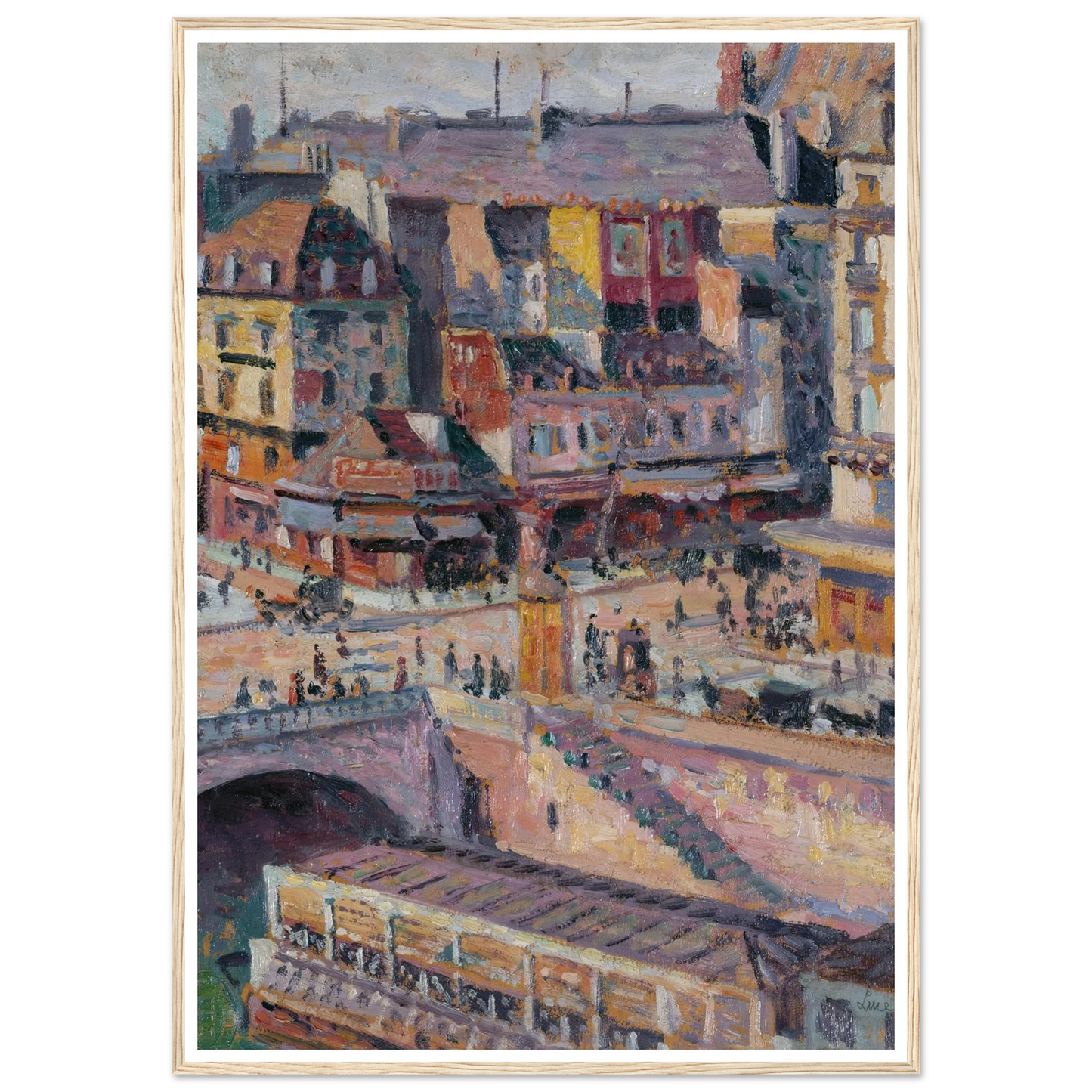 Le pont Saint-Michel et le quai des Orfèvres (before 1936) Art Print | Maximilien Luce - Framed Poster - 30x40 cm / 12x16″ - Black frame