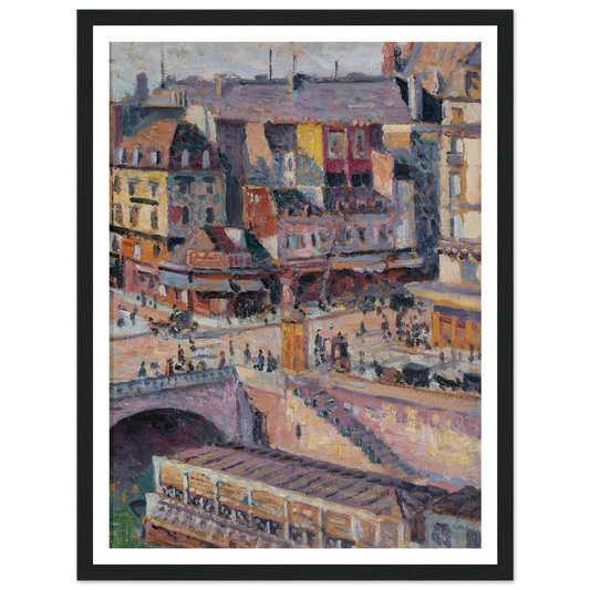 Le pont Saint-Michel et le quai des Orfèvres (before 1936) Art Print | Maximilien Luce - Framed Poster - 30x40 cm / 12x16″ - Black frame