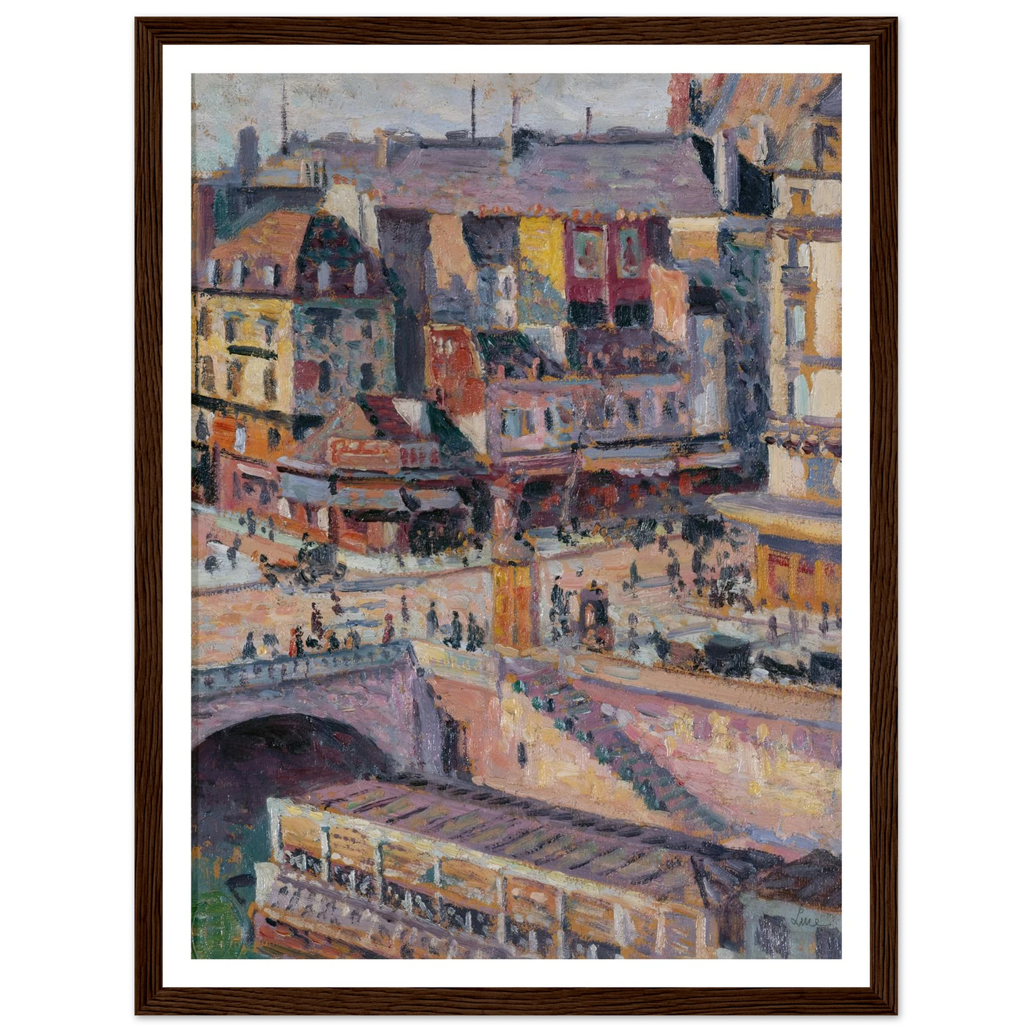 Le pont Saint-Michel et le quai des Orfèvres (before 1936) Art Print | Maximilien Luce - Framed Poster - 30x40 cm / 12x16″ - Black frame