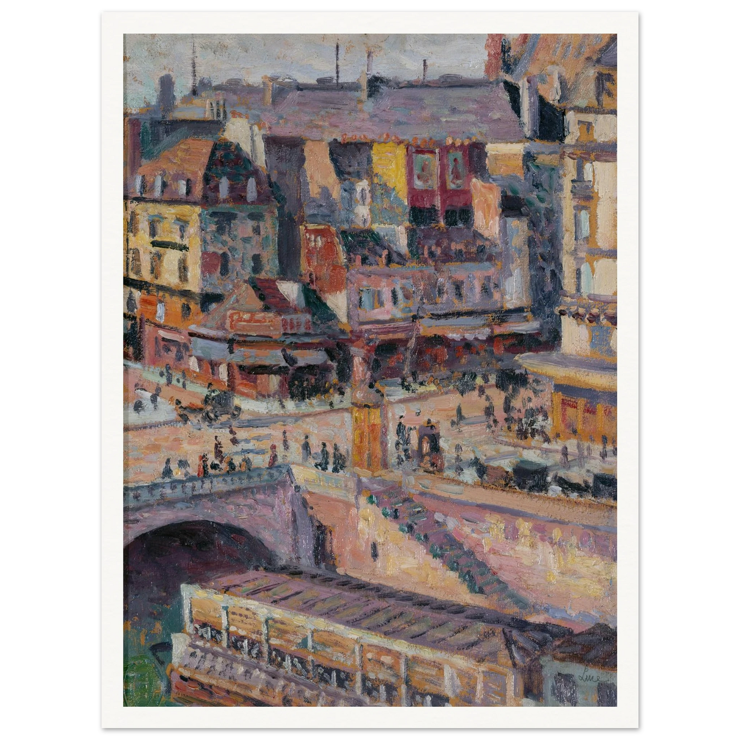 Le pont Saint-Michel et le quai des Orfèvres (before 1936) Art Print | Maximilien Luce - Framed Poster - 30x40 cm / 12x16″ - Black frame