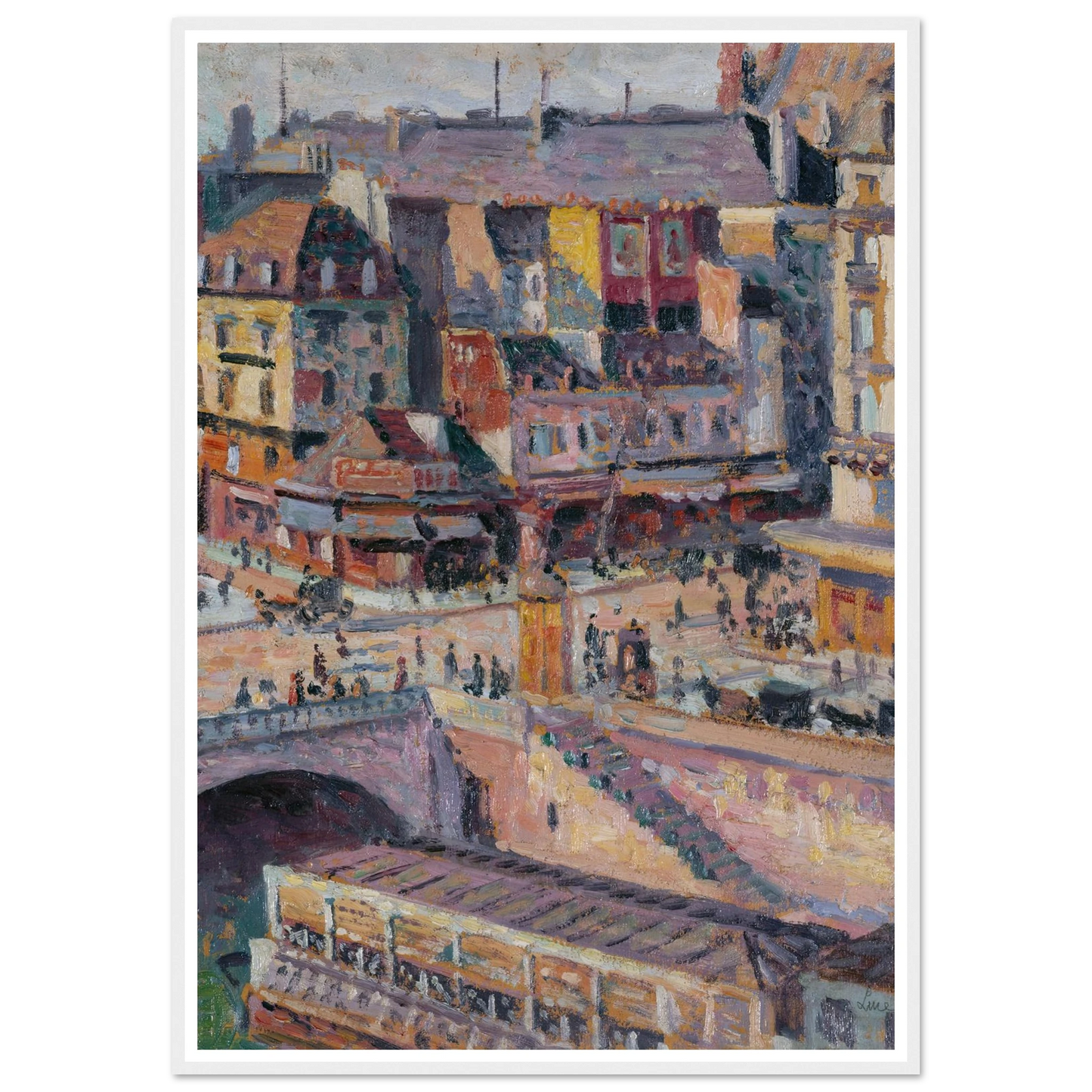 Le pont Saint-Michel et le quai des Orfèvres (before 1936) Art Print | Maximilien Luce - Framed Poster - 30x40 cm / 12x16″ - Black frame