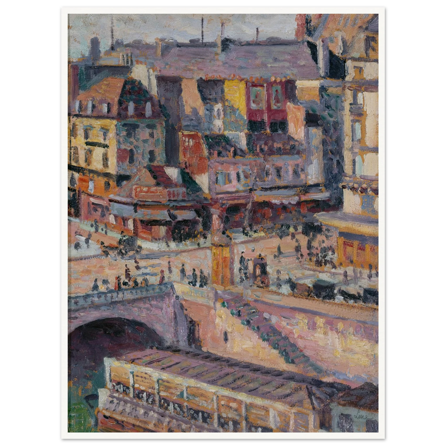 Le pont Saint-Michel et le quai des Orfèvres (before 1936) Art Print | Maximilien Luce - Framed Poster - 30x40 cm / 12x16″ - Black frame