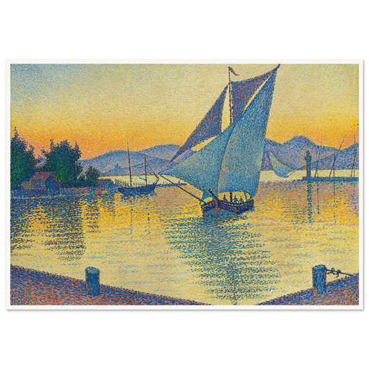 Le Port Au Soleil Couchant, Opus 236 (Saint-Tropez) (1892) Art Print | Paul Signac - Framed Poster - 30x40 cm / 12x16″ - Black frame